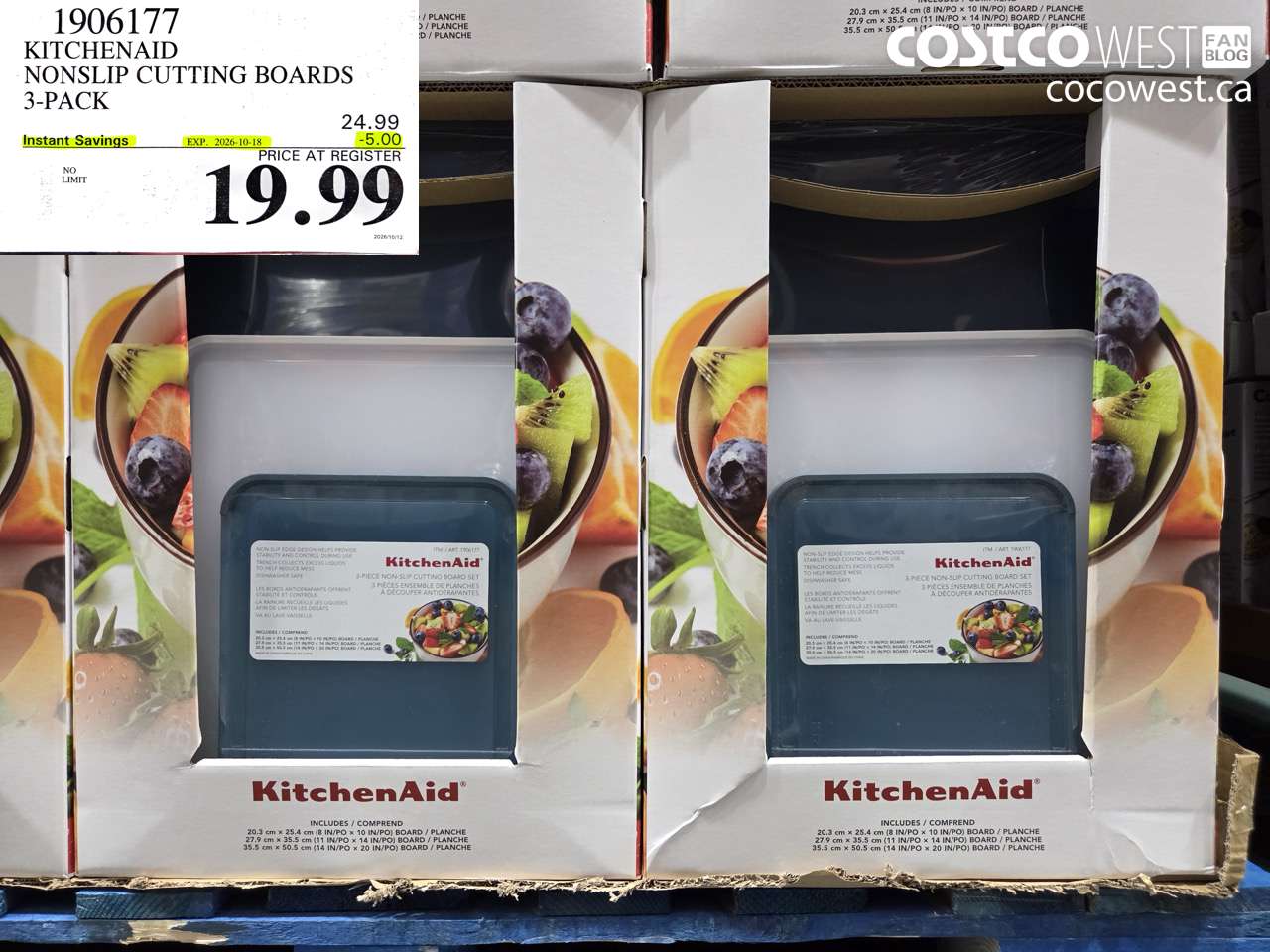 1906177 KITCHENAID NONSLIP CUTTING BOARDS 3-PACK ($5.00 INSTANT SAVINGS EXPIRES ON 2026-10-18) $19.99