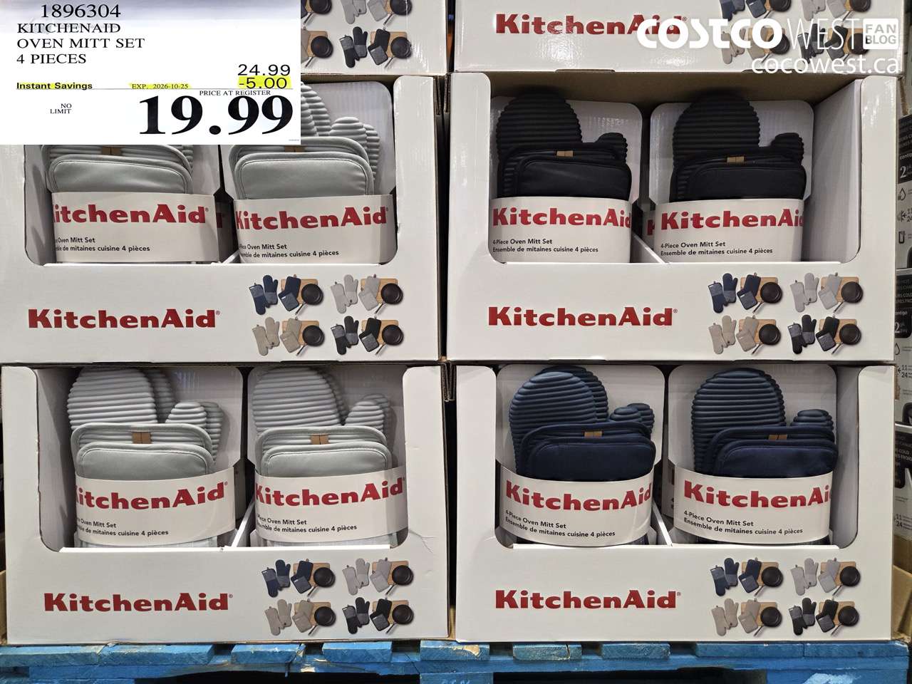 1896304 KITCHENAID OVEN MITT SET 4 PIECES ($5.00 INSTANT SAVINGS EXPIRES ON 2026-10-25) $19.99