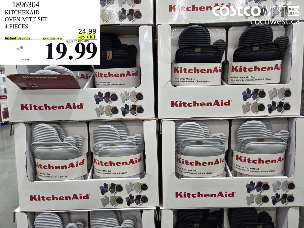 1896304 KITCHENAID OVEN MITT SET 4 PIECES ($5.00 INSTANT SAVINGS EXPIRES ON 2026-10-25) $19.99