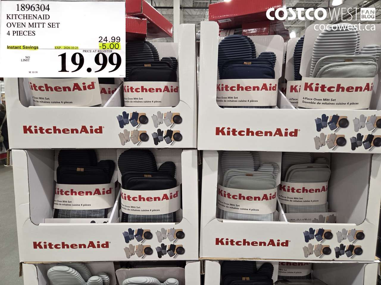 1896304 KITCHENAID OVEN MITT SET 4 PIECES ($5.00 INSTANT SAVINGS EXPIRES ON 2026-10-25) $19.99
