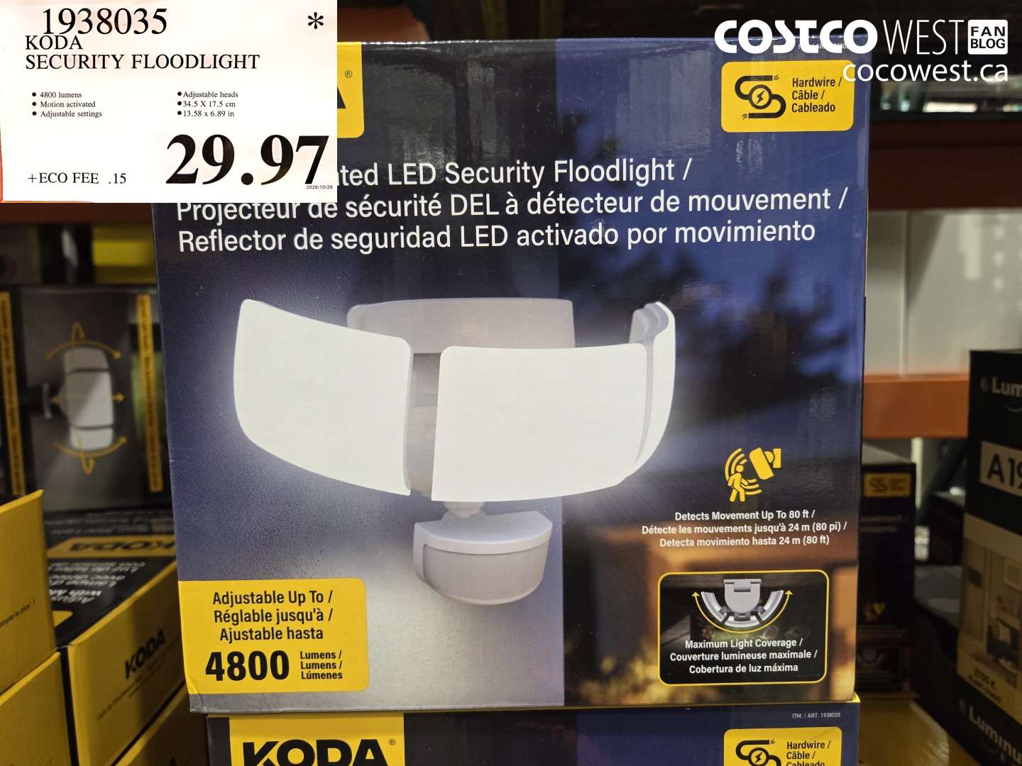 1938035 KODA SECURITY FLOODLIGHT $29.97