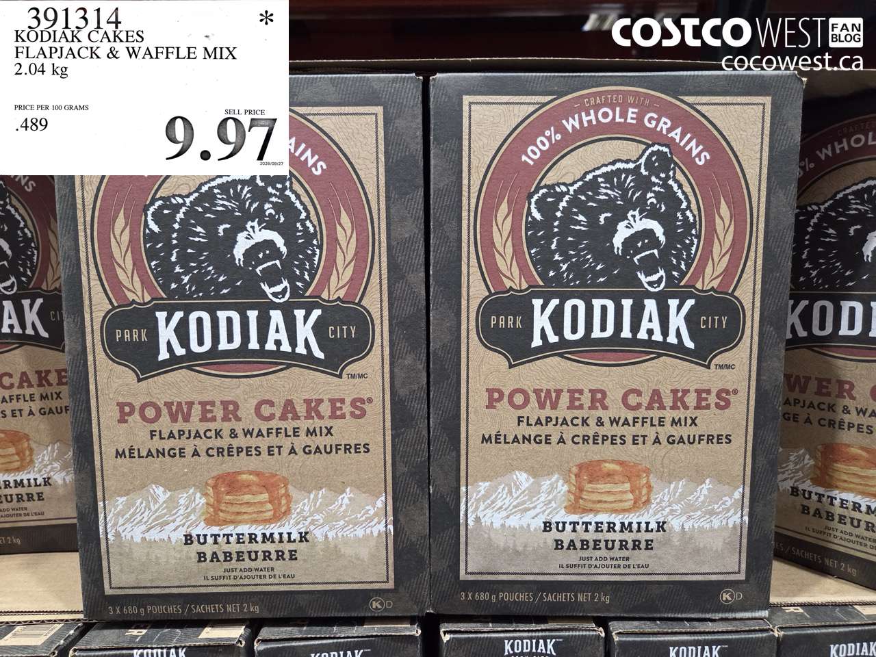 391314 KODIAK CAKES FLAPJACK & WAFFLE MIX 2.04 KG $9.97
