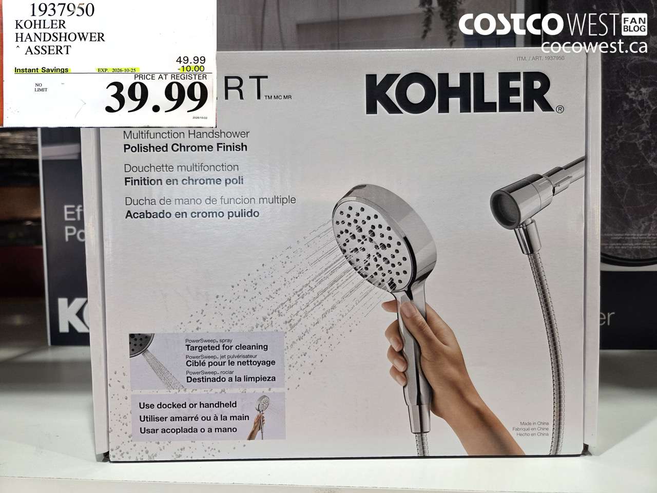 1937950 KOHLER HANDSHOWER ASSERT ($10.00 INSTANT SAVINGS EXPIRES ON 2026-10-25) $39.99