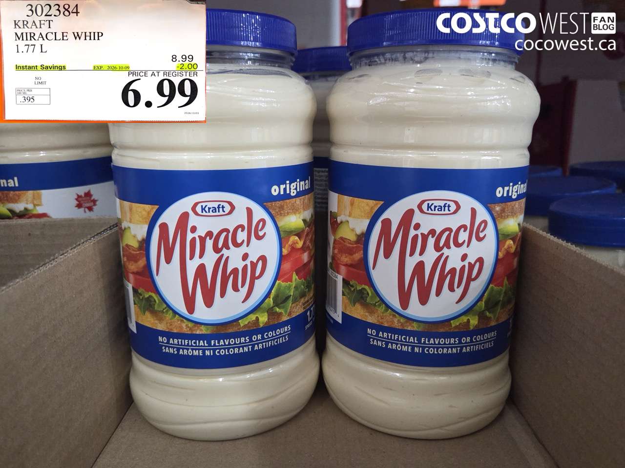 302384 KRAFT MIRACLE WHIP 1.77 L ($2.00 INSTANT SAVINGS EXPIRES ON 2026-10-09) $6.99