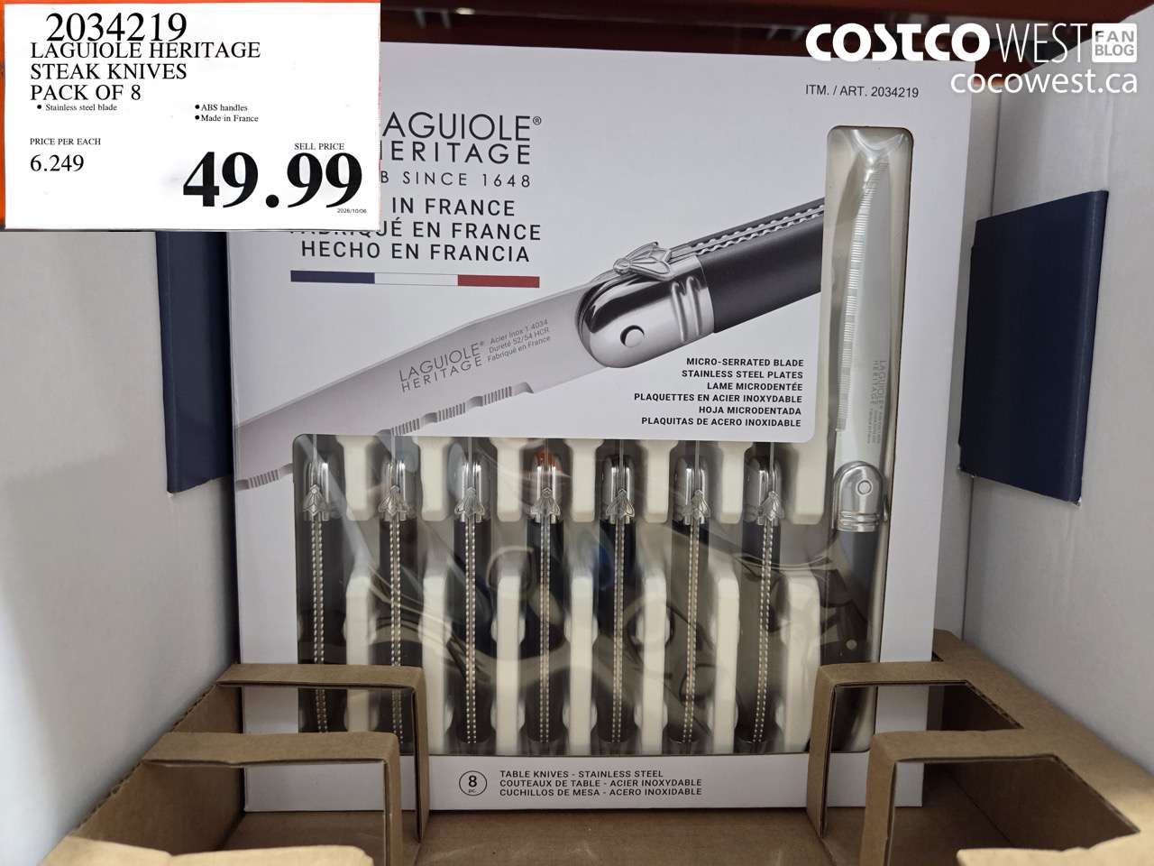 2034219 LAGUIOLE HERITAGE STEAK KNIVES PACK OF 8 $49.99