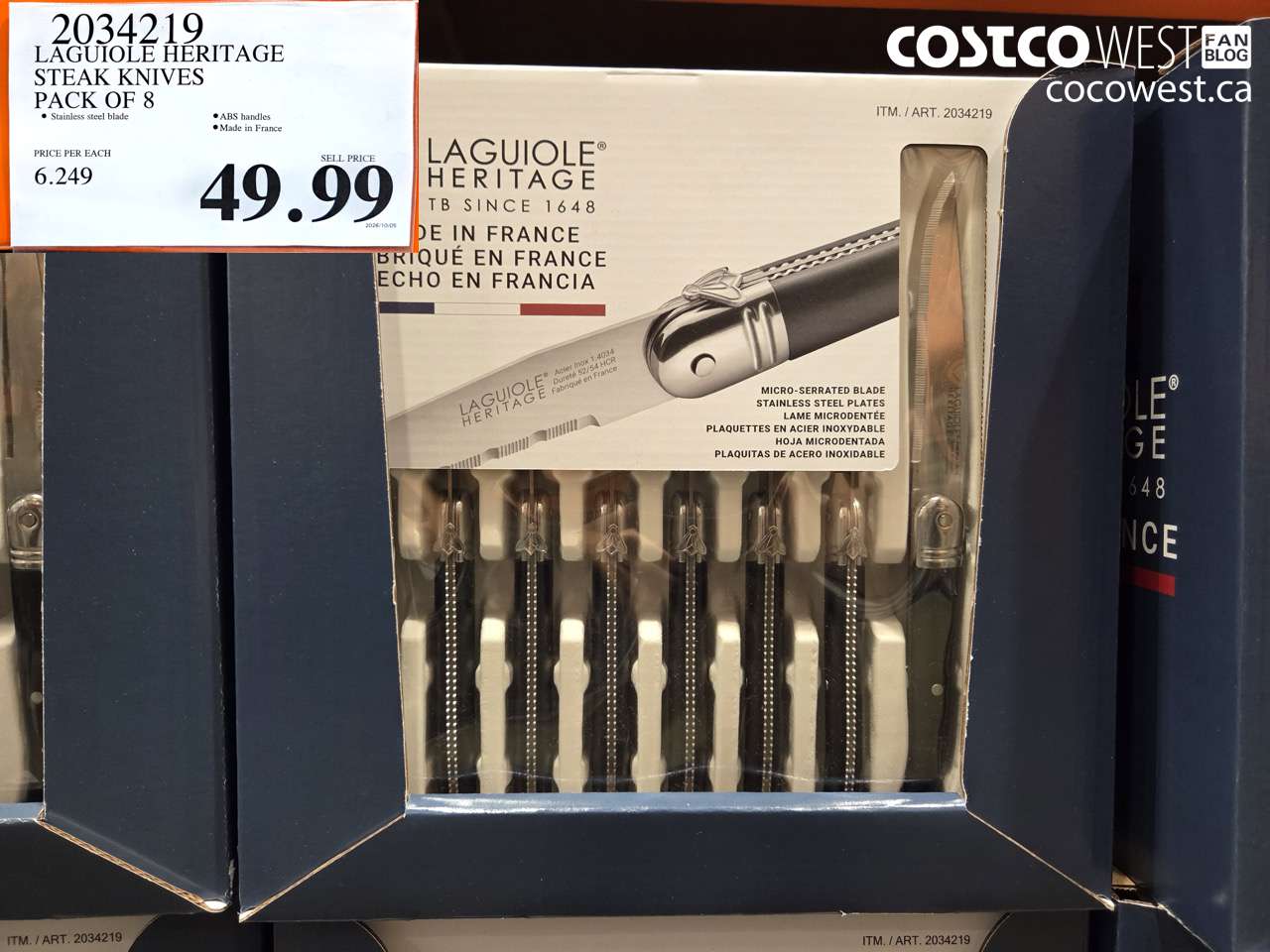 2034219 LAGUIOLE HERITAGE STEAK KNIVES PACK OF 8 $49.99