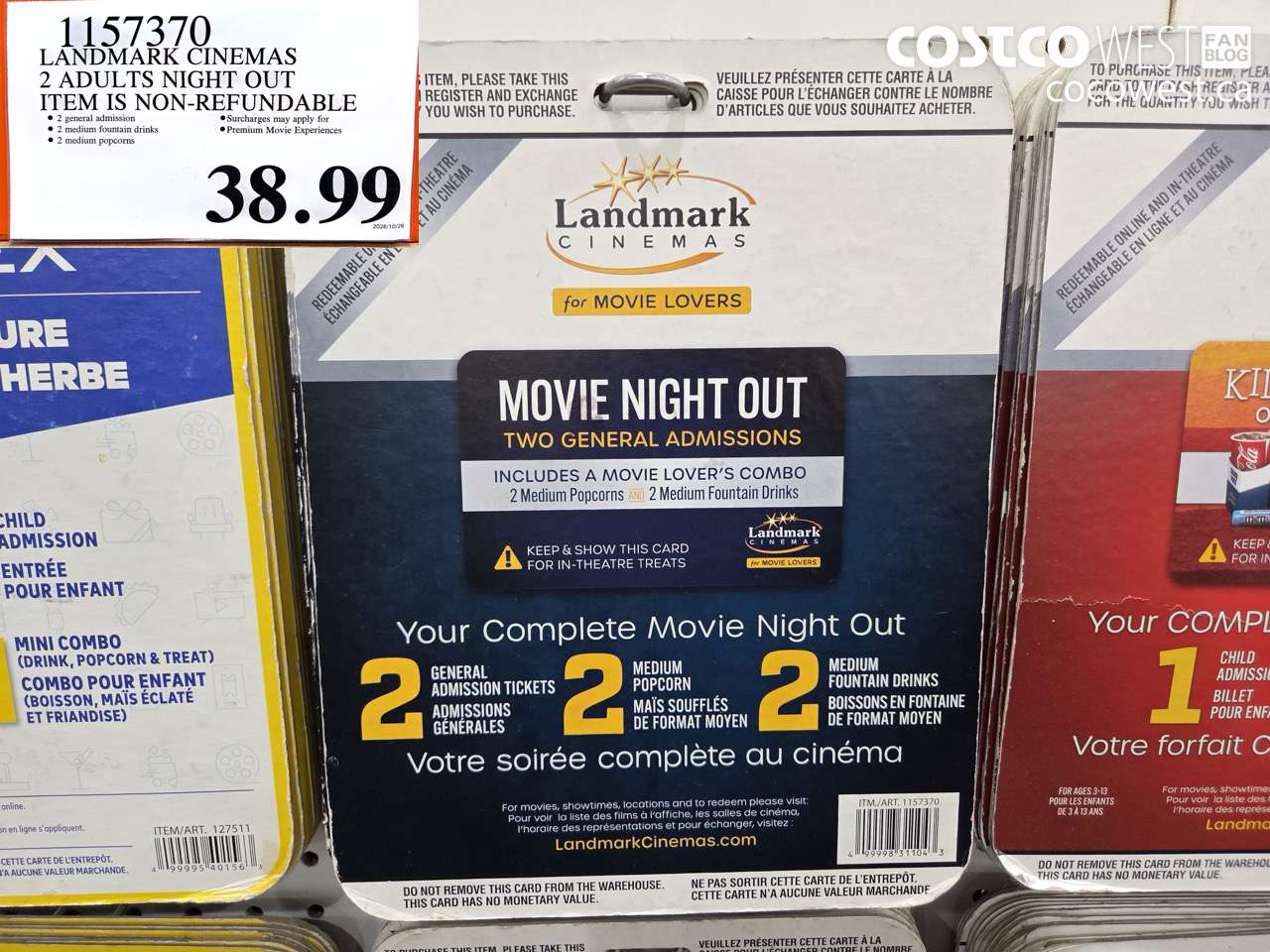 1157370 LANDMARK CINEMAS 2 ADULTS NIGHT OUT ITEM IS NON-REFUNDABLE $38.99