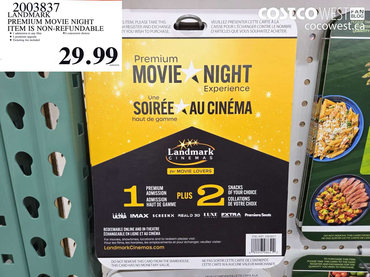 2003837 LANDMARK PREMIUM MOVIE NIGHT ITEM IS NON-REFUNDABLE $29.99
