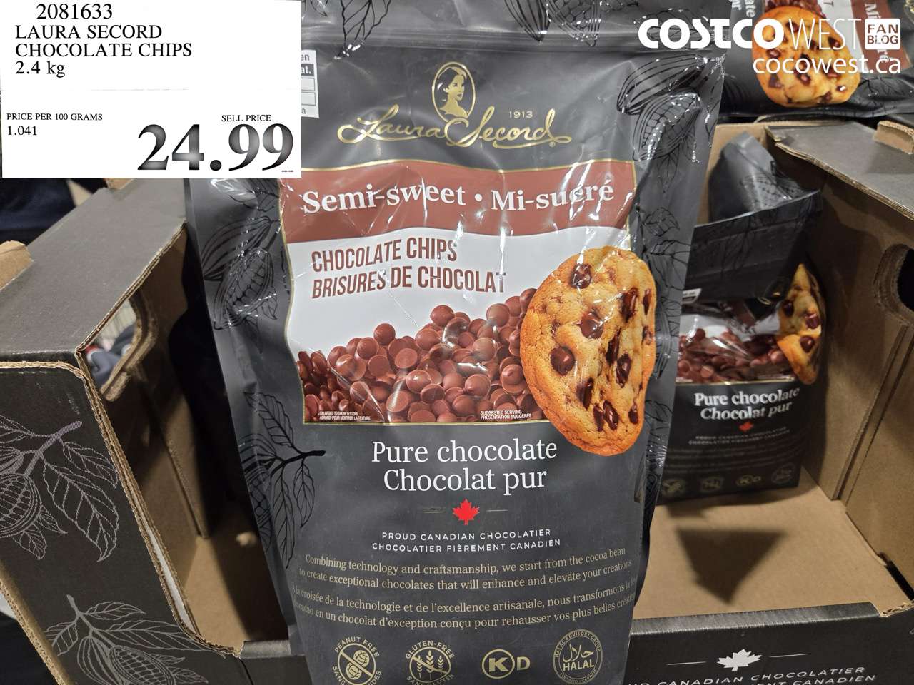 2081633 LAURA SECORD CHOCOLATE CHIPS 2.4 KG $24.99