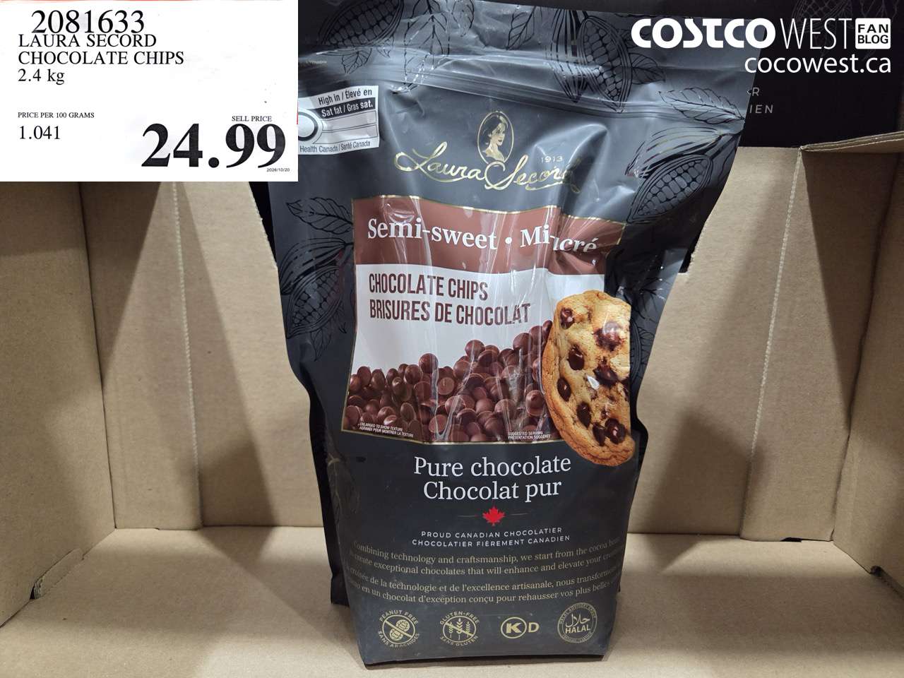 2081633 LAURA SECORD CHOCOLATE CHIPS 2.4 KG $24.99