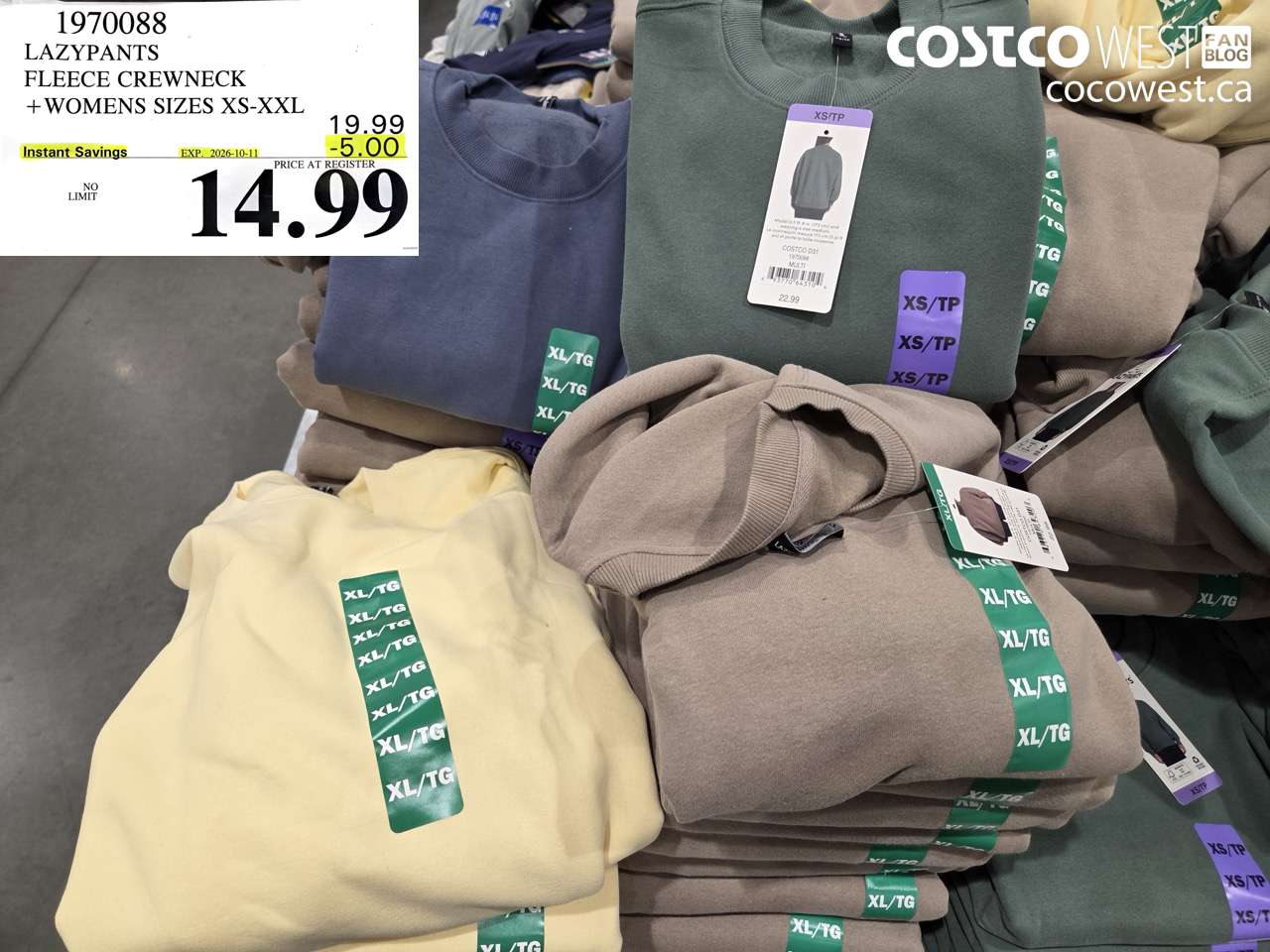 1970088 LAZYPANTS FLEECE CREWNECK + WOMENS SIZES XS-XXL ($5.00 INSTANT SAVINGS EXPIRES ON 2026-10-11) $14.99