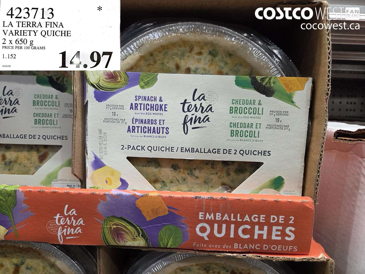 423713 LA TERRA FINA VARIETY QUICHE 2 X 650 G $14.97