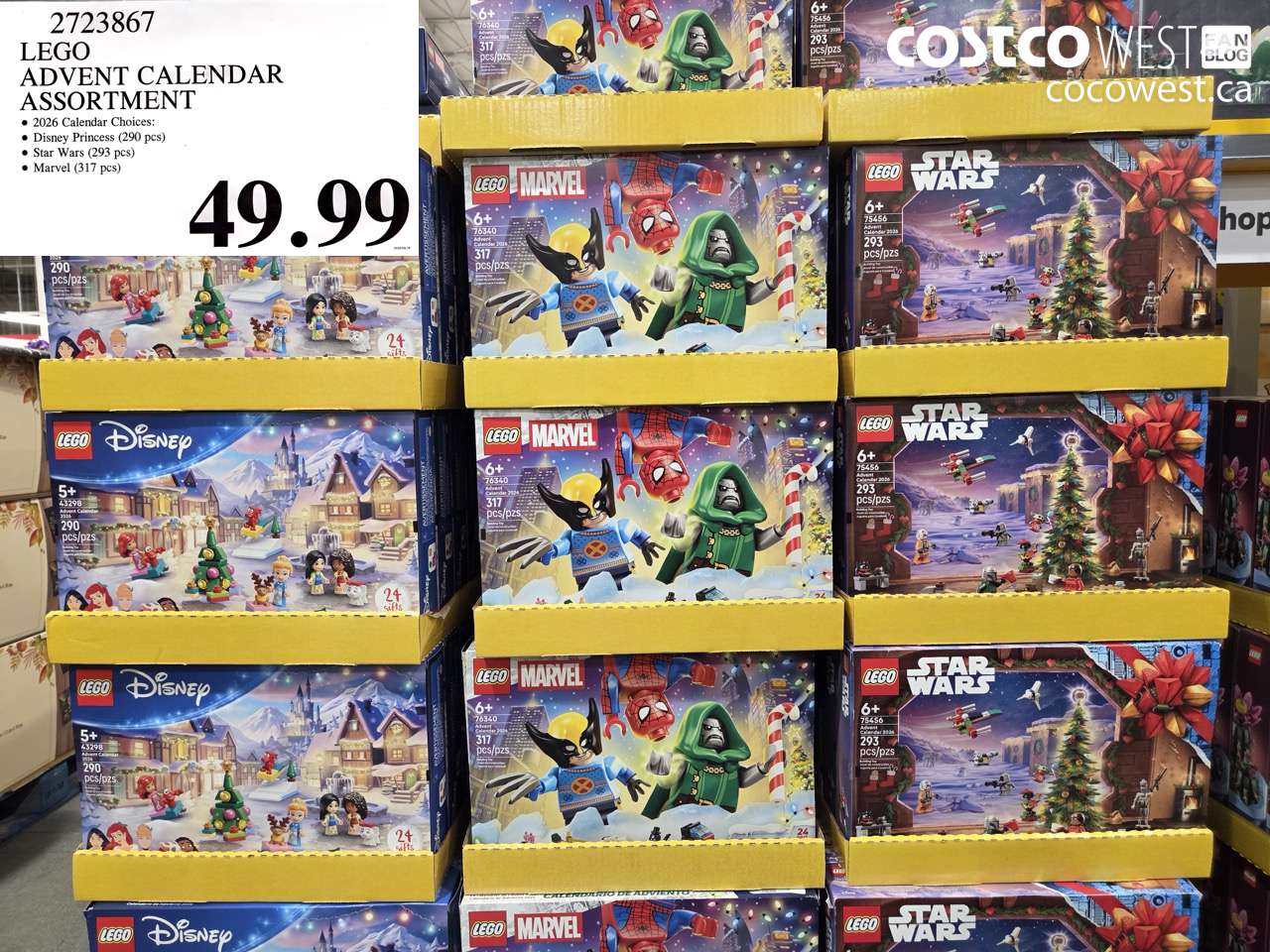 2723867 LEGO ADVENT CALENDAR ASSORTMENT $49.99