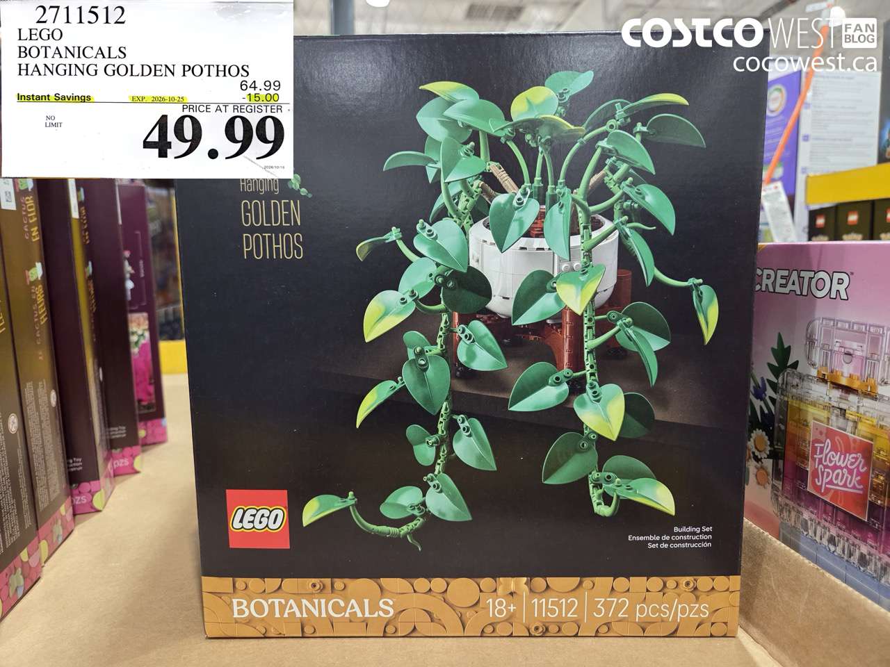 2711512 LEGO BOTANICALS HANGING GOLDEN POTHOS ($15.00 INSTANT SAVINGS EXPIRES ON 2026-10-25) $49.99