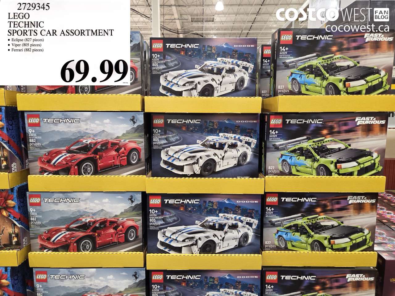 2729345 LEGO TECHNIC SPORTS CAR ASSORTMENT $69.99