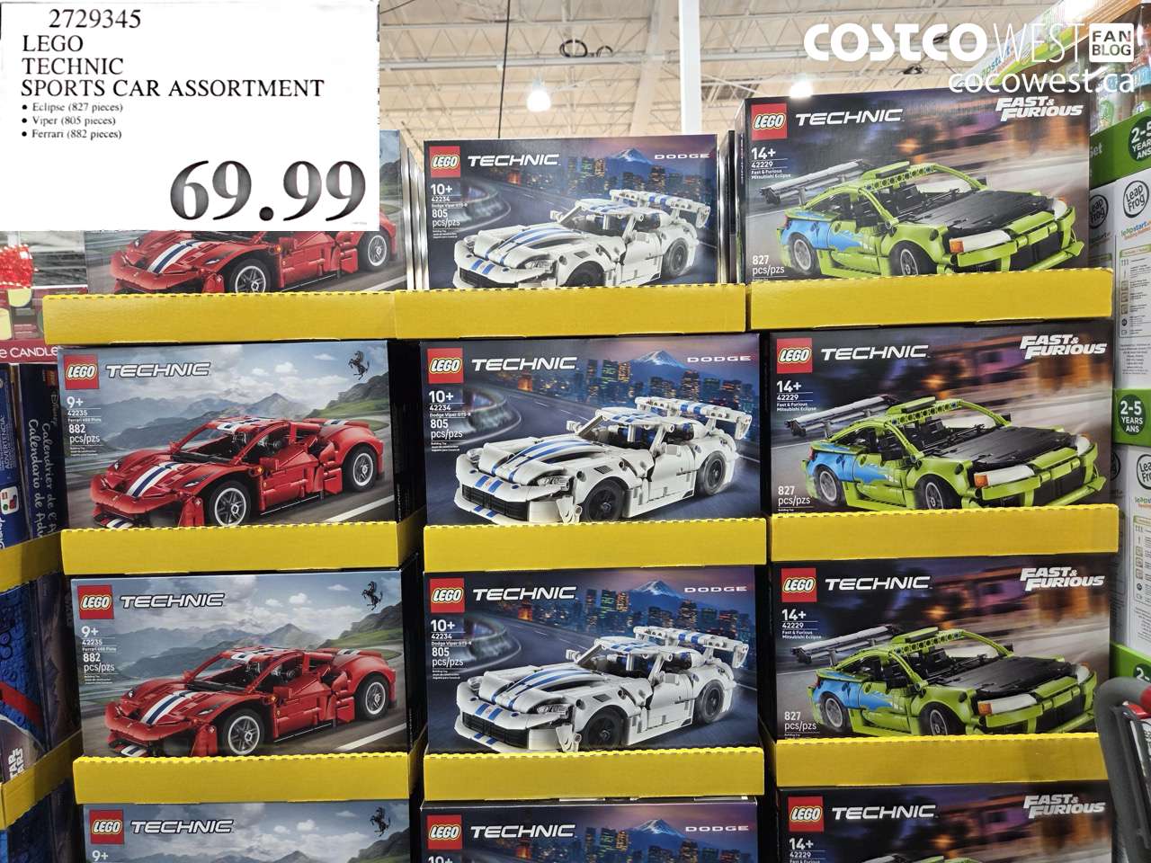 2729345 LEGO TECHNIC SPORTS CAR ASSORTMENT $69.99