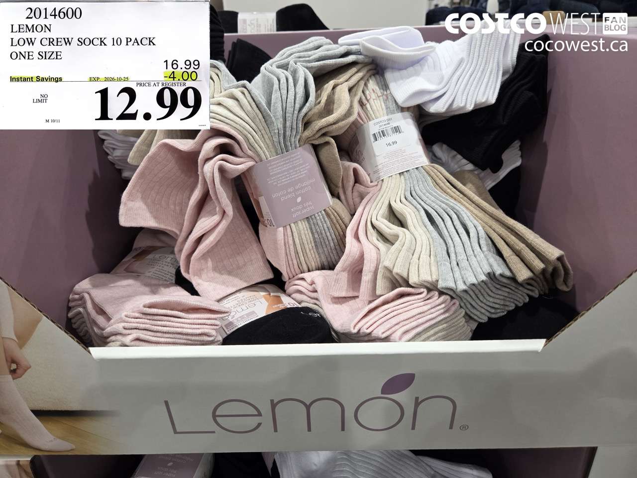 2014600 LEMON LOW CREW SOCK 10 PACK ONE SIZE ($4.00 INSTANT SAVINGS EXPIRES ON 2026-10-25) $12.99