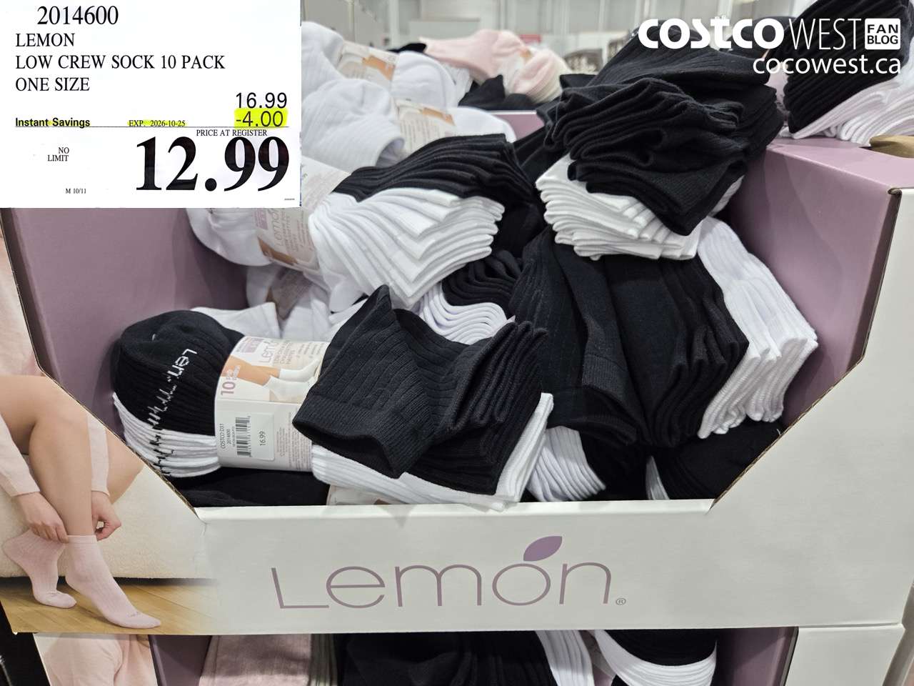 2014600 LEMON LOW CREW SOCK 10 PACK ONE SIZE ($4.00 INSTANT SAVINGS EXPIRES ON 2026-10-25) $12.99