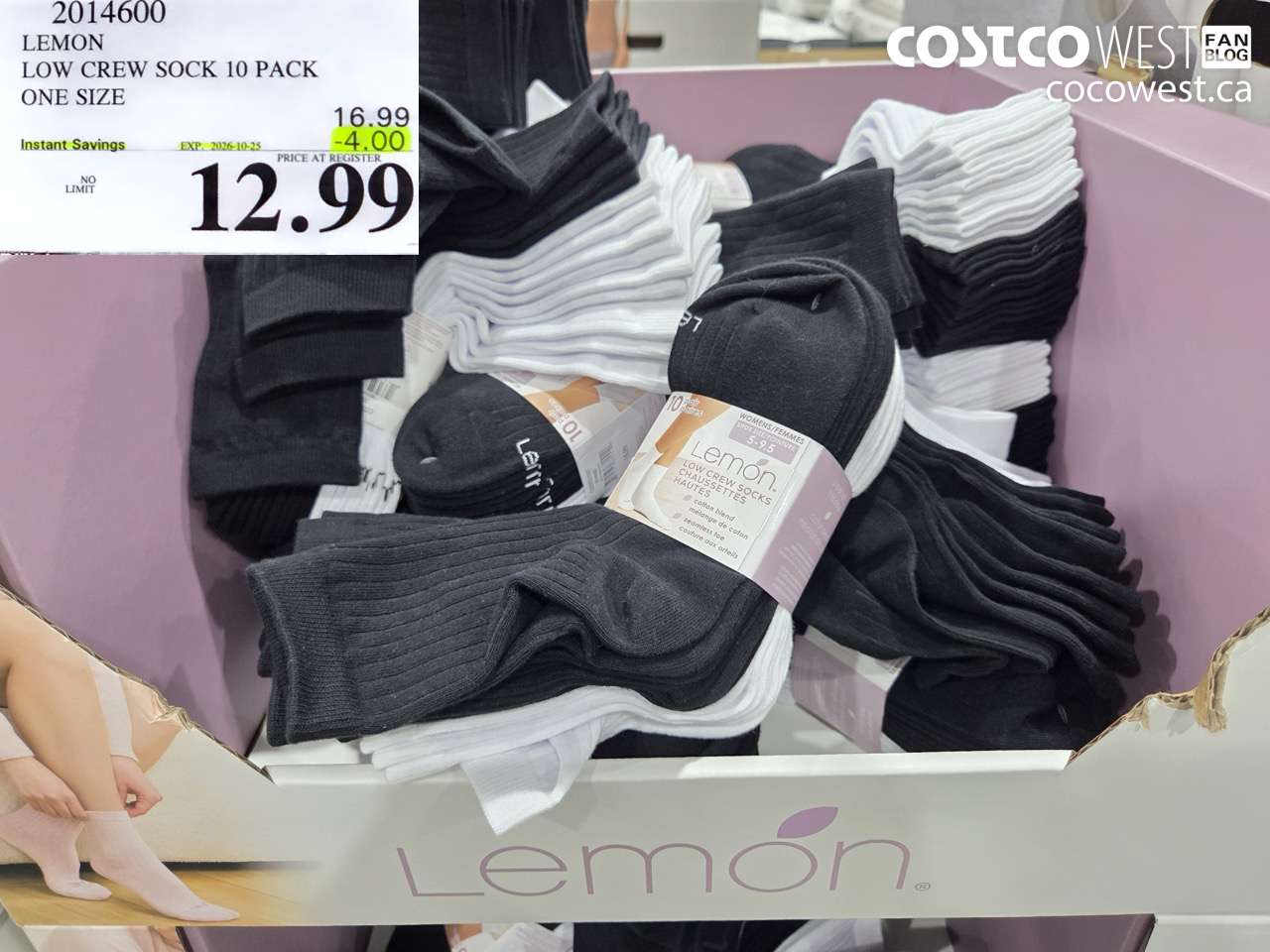 2014600 LEMON LOW CREW SOCK 10 PACK ONE SIZE ($4.00 INSTANT SAVINGS EXPIRES ON 2026-10-25) $12.99