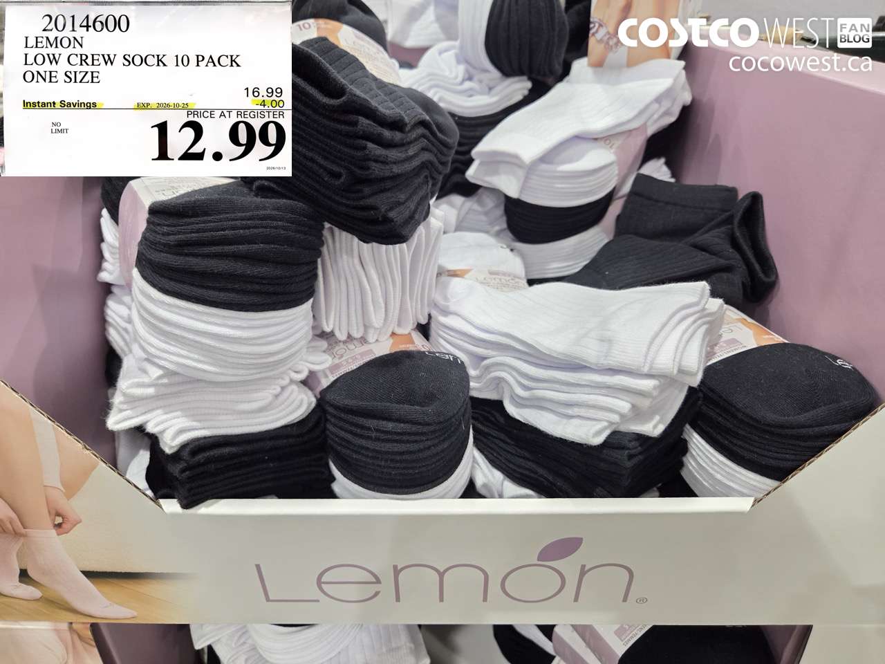 2014600 LEMON LOW CREW SOCK 10 PACK ONE SIZE ($4.00 INSTANT SAVINGS EXPIRES ON 2026-10-25) $12.99
