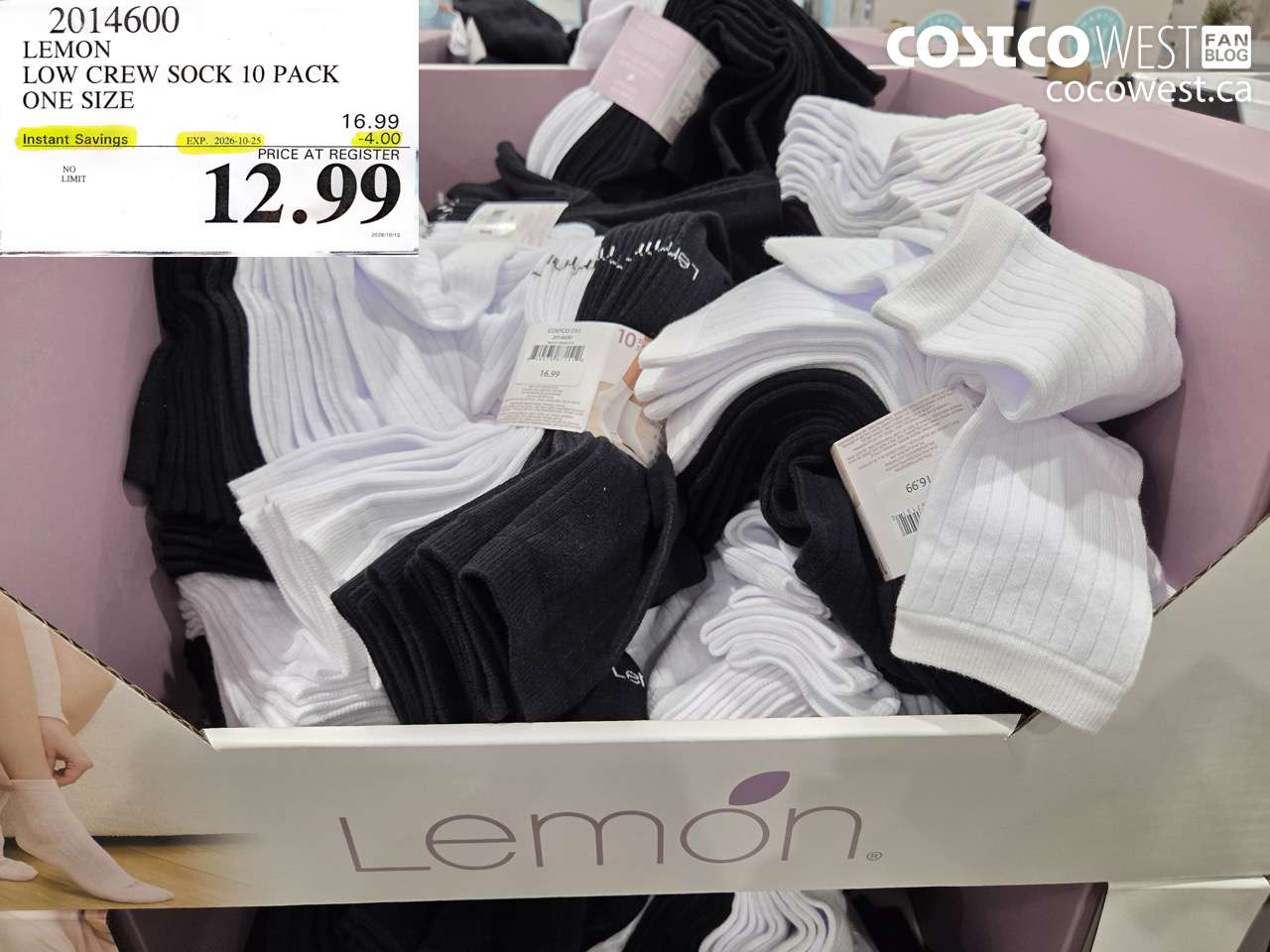 2014600 LEMON LOW CREW SOCK 10 PACK ONE SIZE ($4.00 INSTANT SAVINGS EXPIRES ON 2026-10-25) $12.99