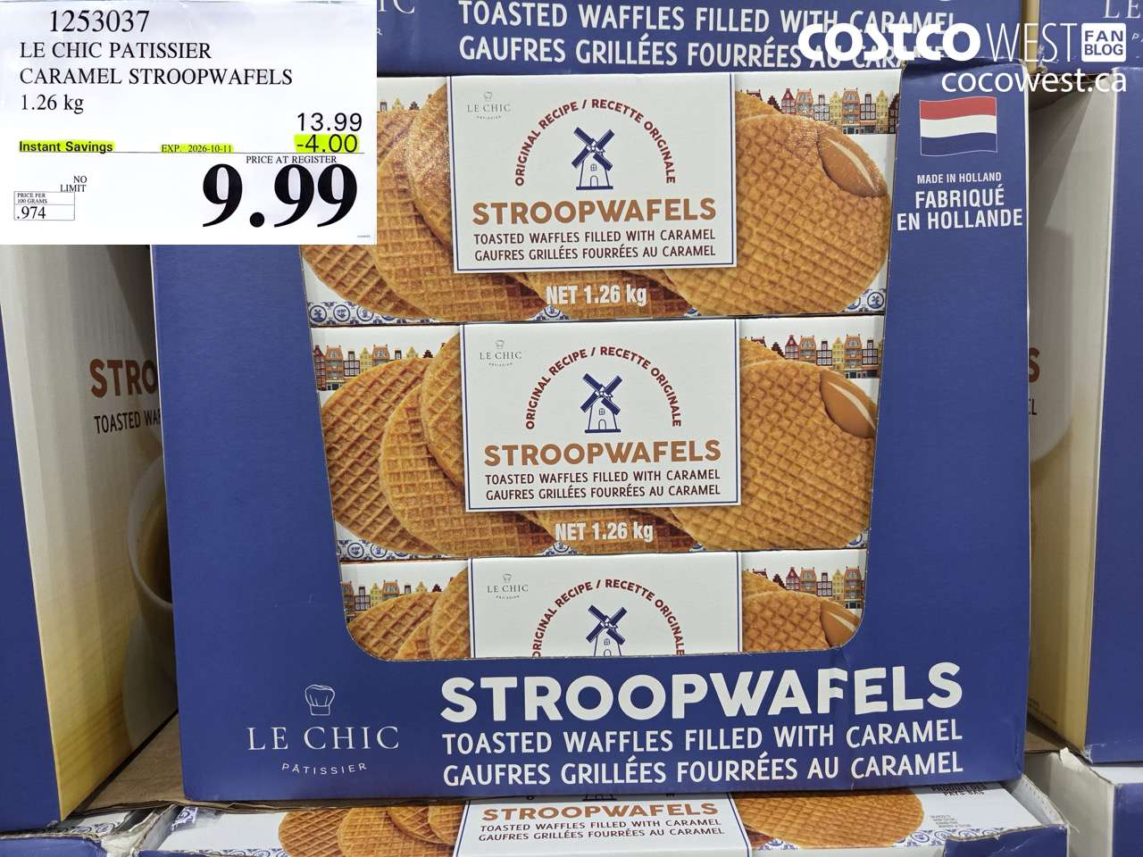 1253037 LE CHIC PATISSIER CARAMEL STROOPWAFELS 1.26 KG ($4.00 INSTANT SAVINGS EXPIRES ON 2026-10-11) $9.99
