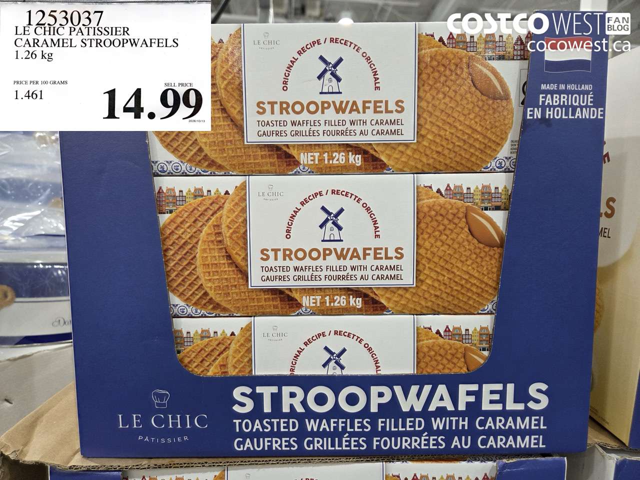 1253037 LE CHIC PATISSIER CARAMEL STROOPWAFELS 1.26 KG $14.99