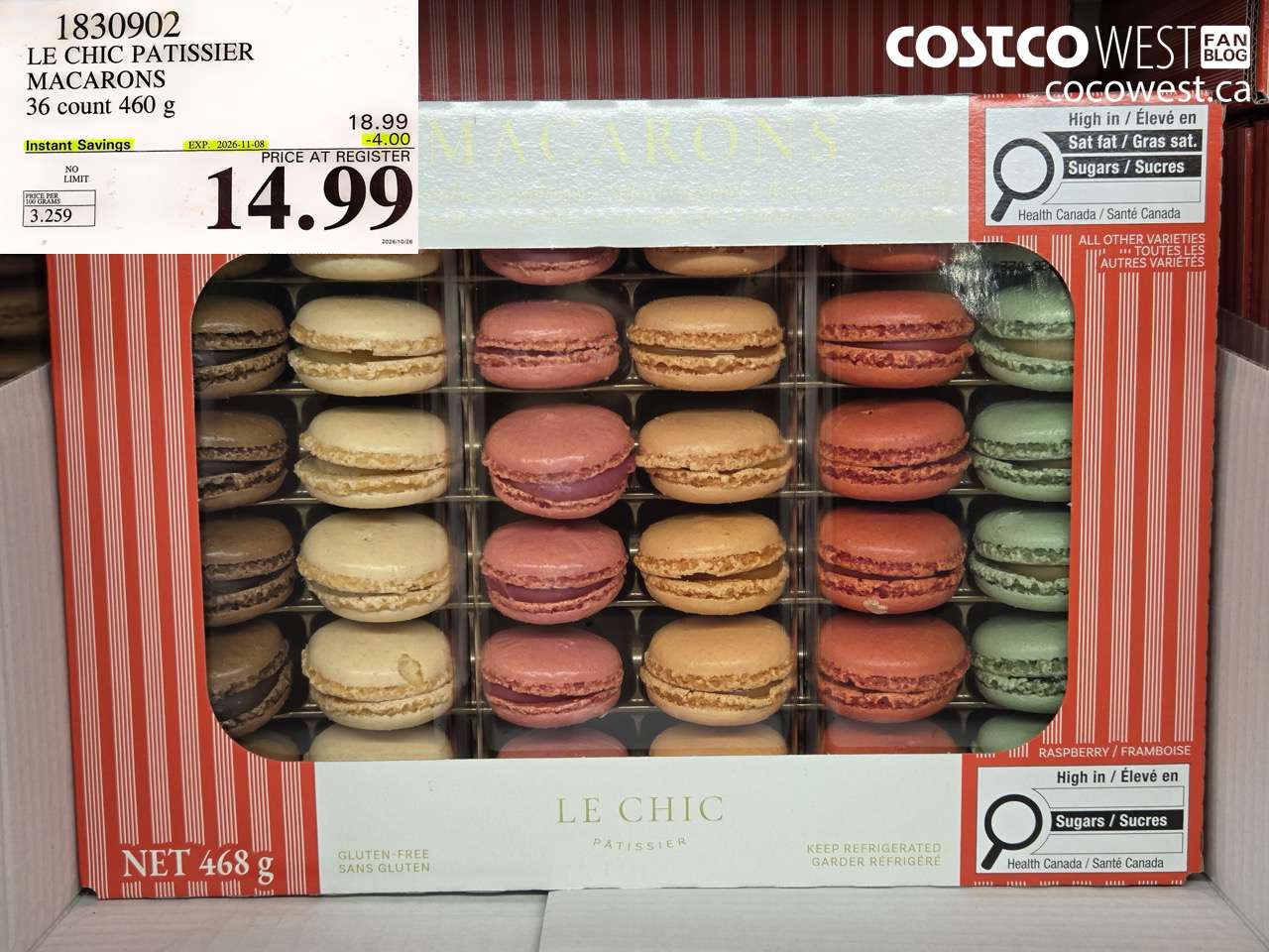 1830902 LE CHIC PATISSIER MACARONS 36 COUNT 460 G ($4.00 INSTANT SAVINGS EXPIRES ON 2026-11-08) $14.99