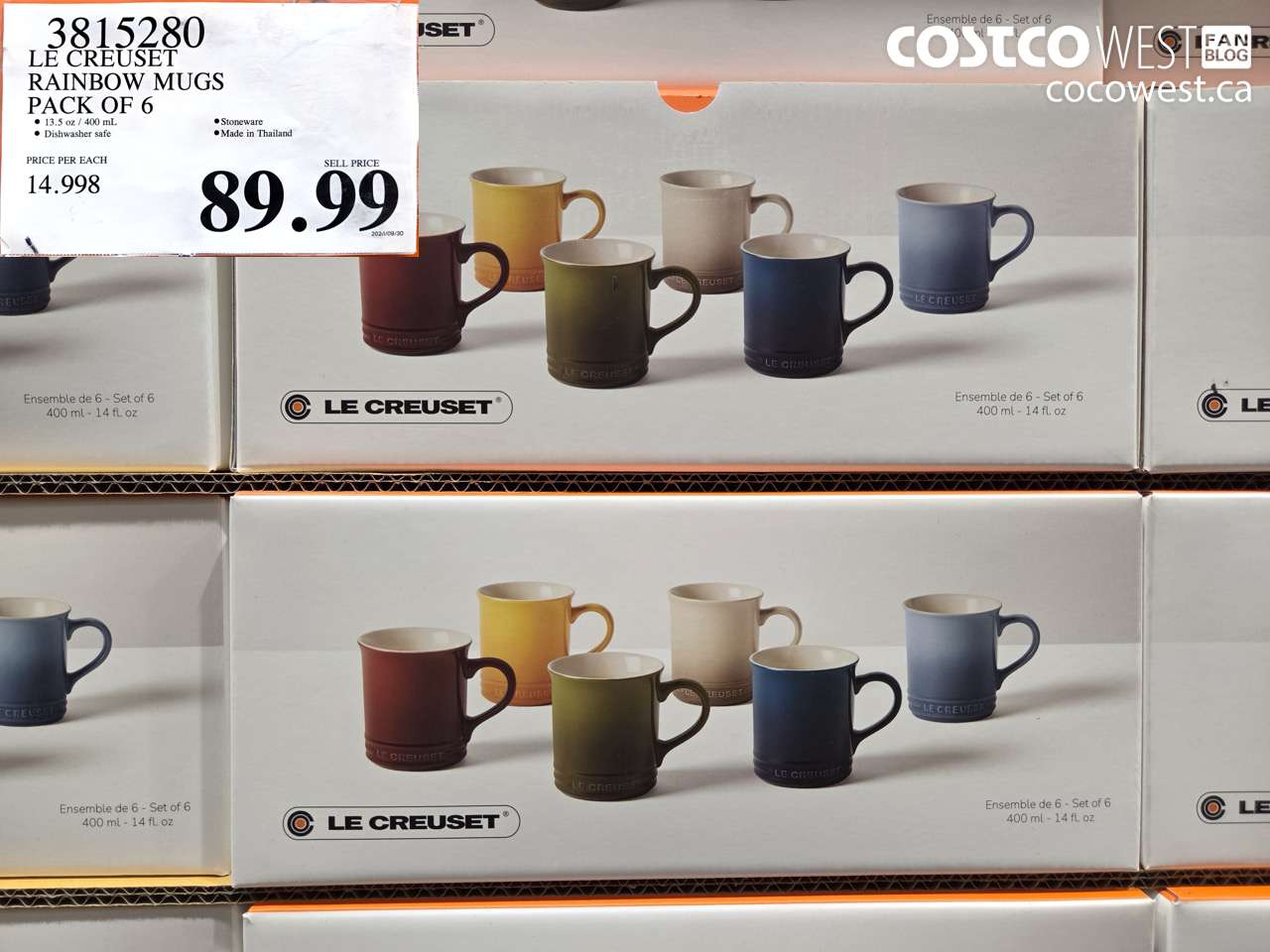 3815280 LE CREUSET RAINBOW MUGS PACK OF 6 $89.99