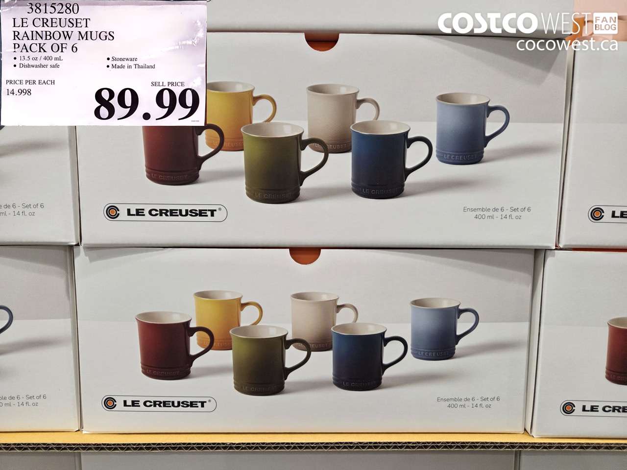 3815280 LE CREUSET RAINBOW MUGS PACK OF 6 $89.99