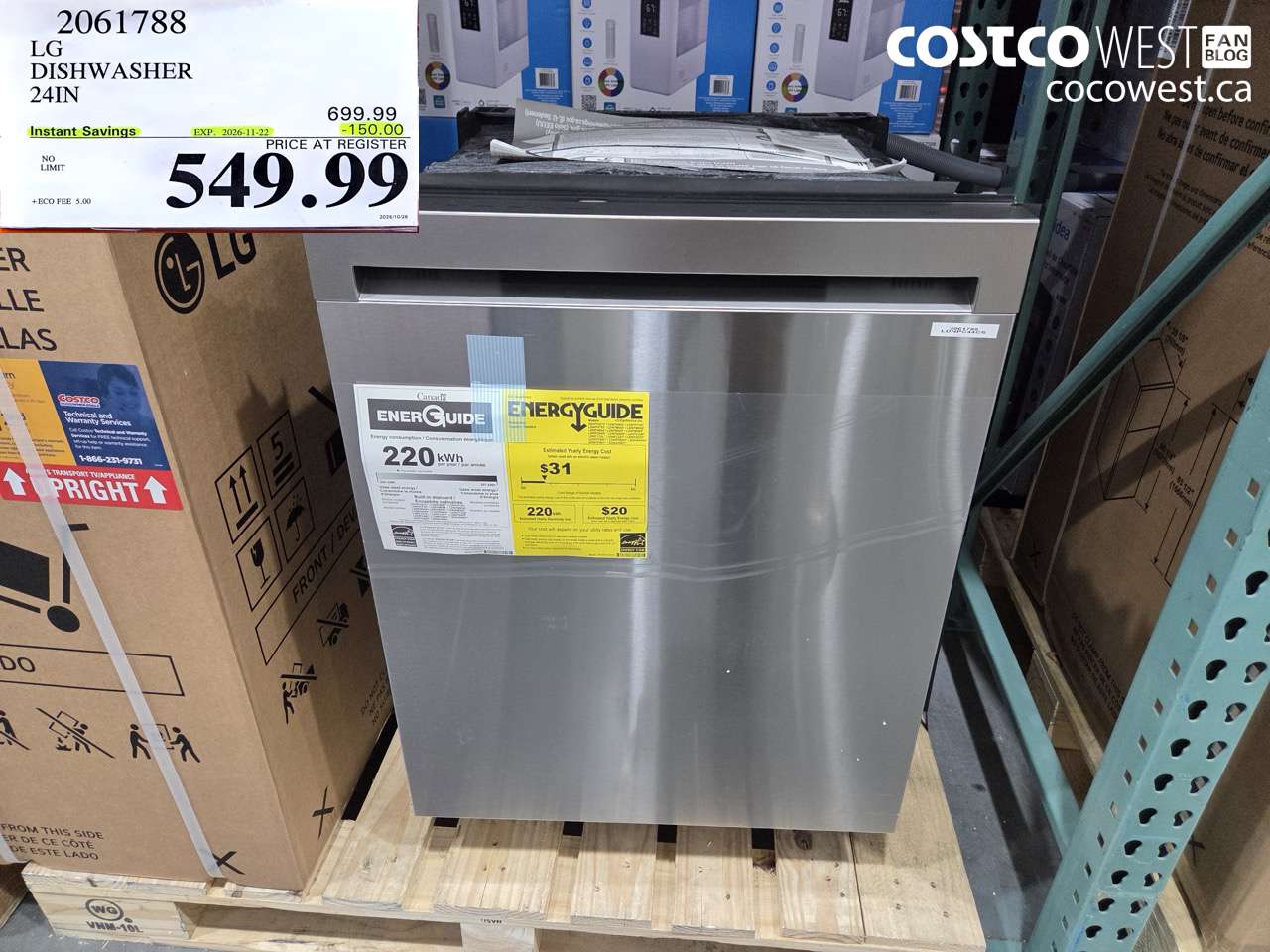 2061788 LG DISHWASHER 24IN ($150.00 INSTANT SAVINGS EXPIRES ON 2026-11-22) $549.99