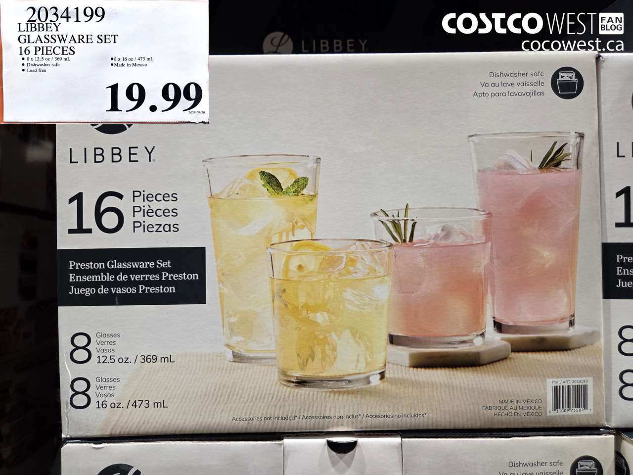 2034199 LIBBEY GLASSWARE SET 16 PIECES $19.99