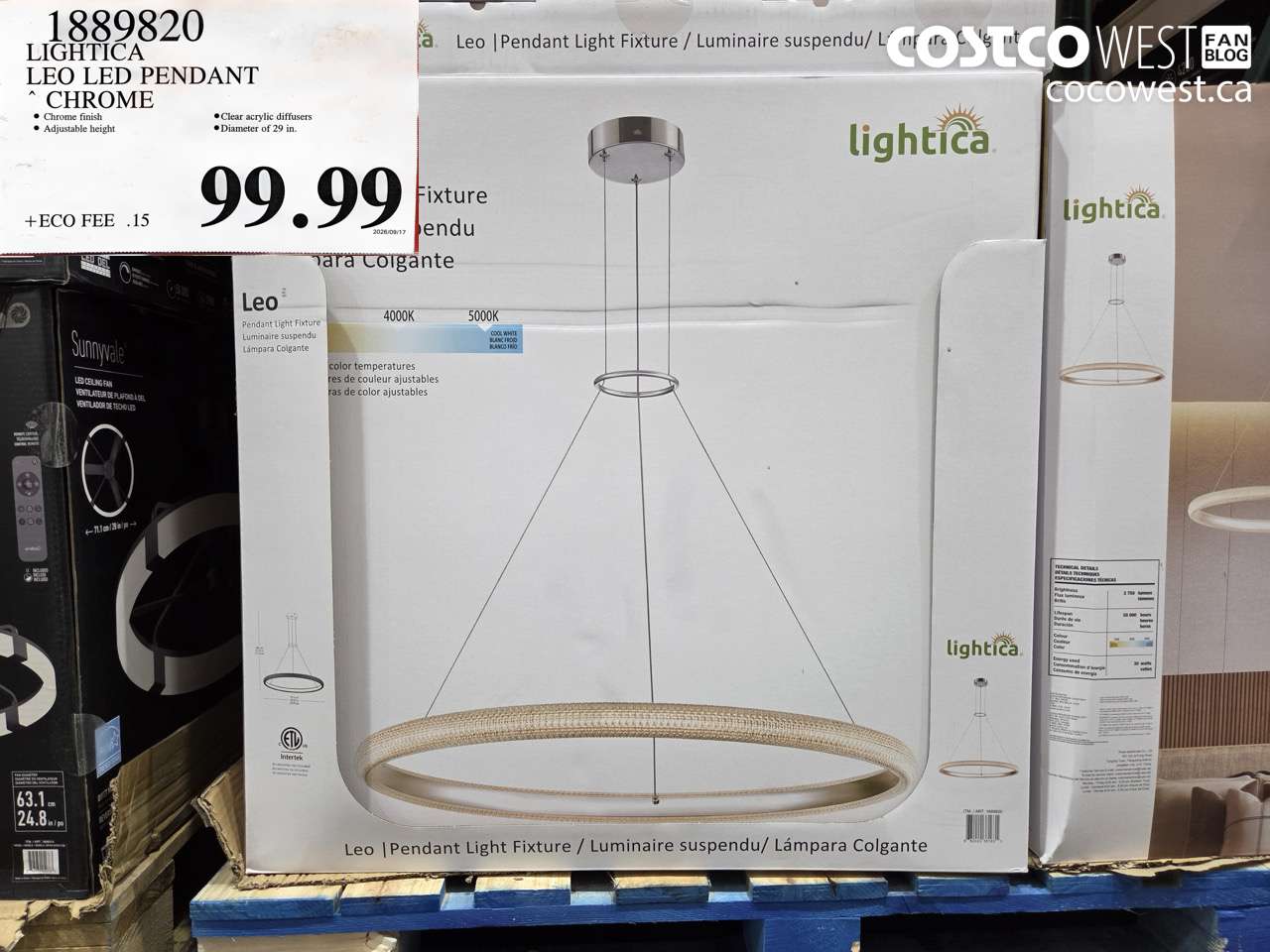 1889820 LIGHTICA LEO LED PENDANT CHROME $99.99