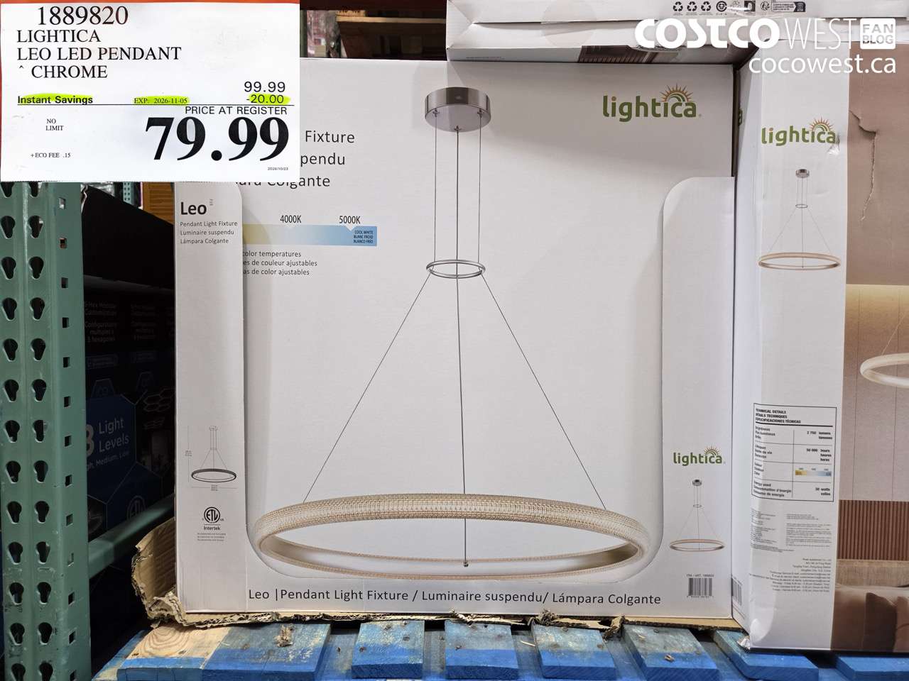 1889820 LIGHTICA LEO LED PENDANT CHROME ($20.00 INSTANT SAVINGS EXPIRES ON 2026-11-05) $79.99