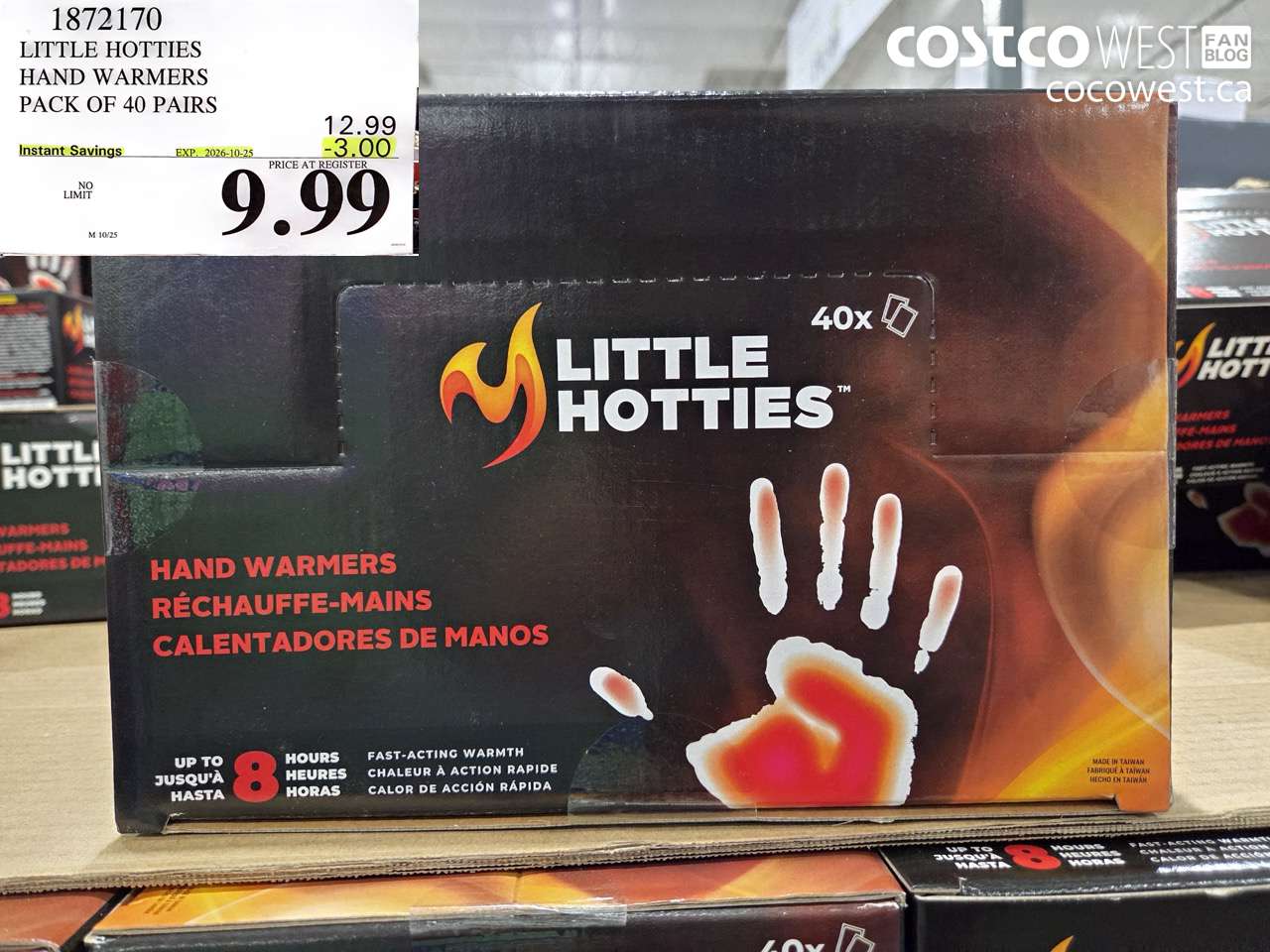 1872170 LITTLE HOTTIES HAND WARMERS PACK OF 40 PAIRS ($3.00 INSTANT SAVINGS EXPIRES ON 2026-10-25) $9.99