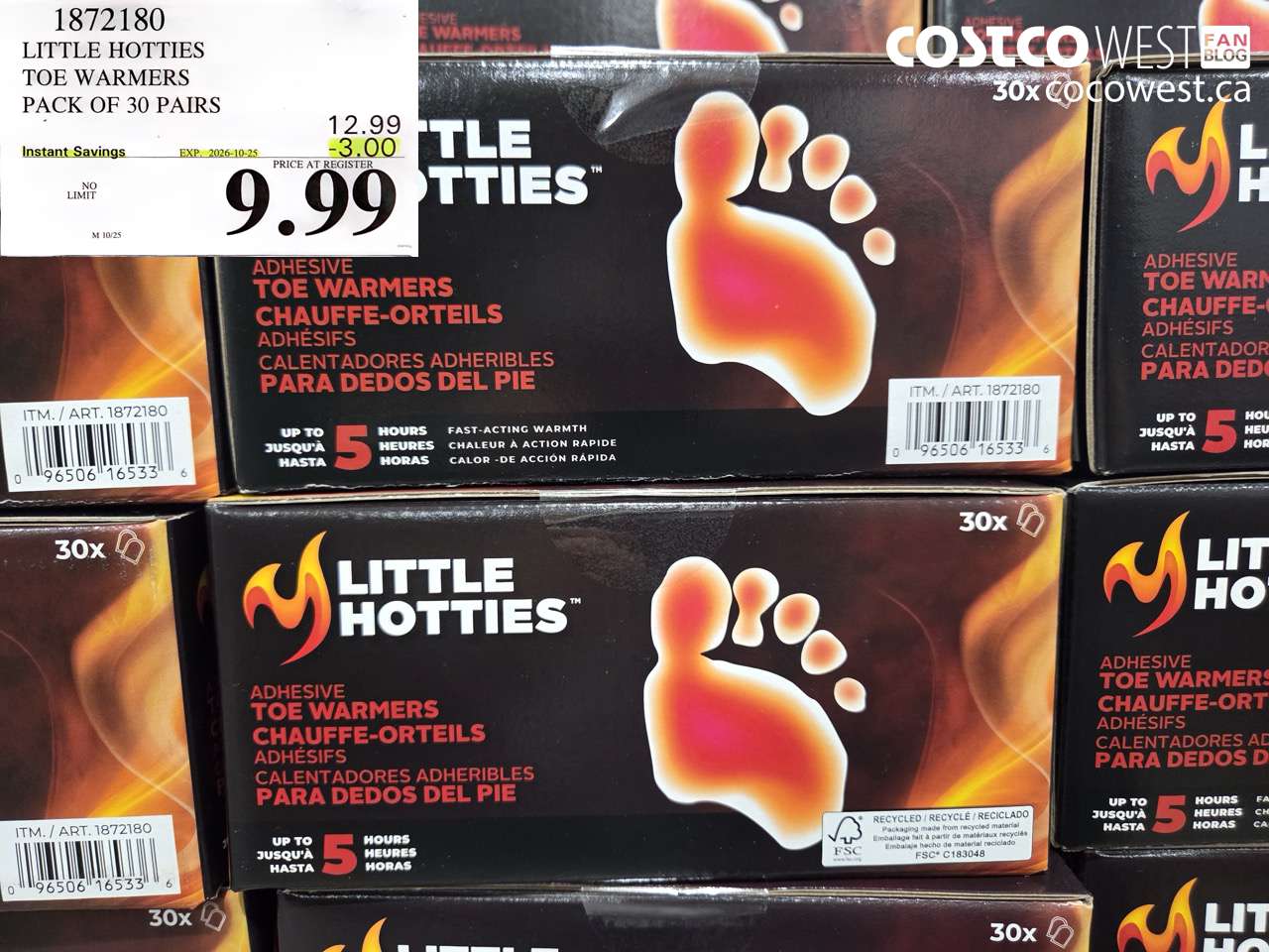 1872180 LITTLE HOTTIES TOE WARMERS PACK OF 30 PAIRS ($3.00 INSTANT SAVINGS EXPIRES ON 2026-10-25) $9.99