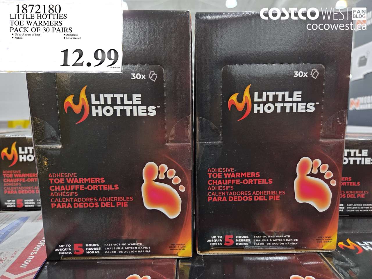1872180 LITTLE HOTTIES TOE WARMERS PACK OF 30 PAIRS $12.99