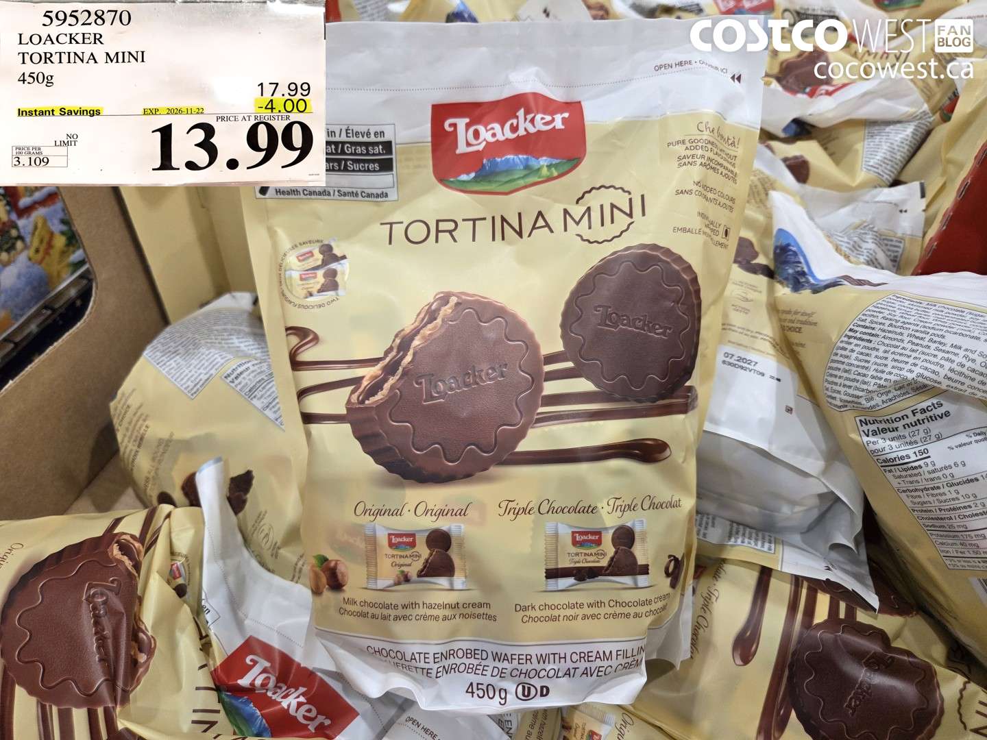 5952870 LOACKER TORTINA MINI 450G ($4.00 INSTANT SAVINGS EXPIRES ON 2026-11-22) $13.99