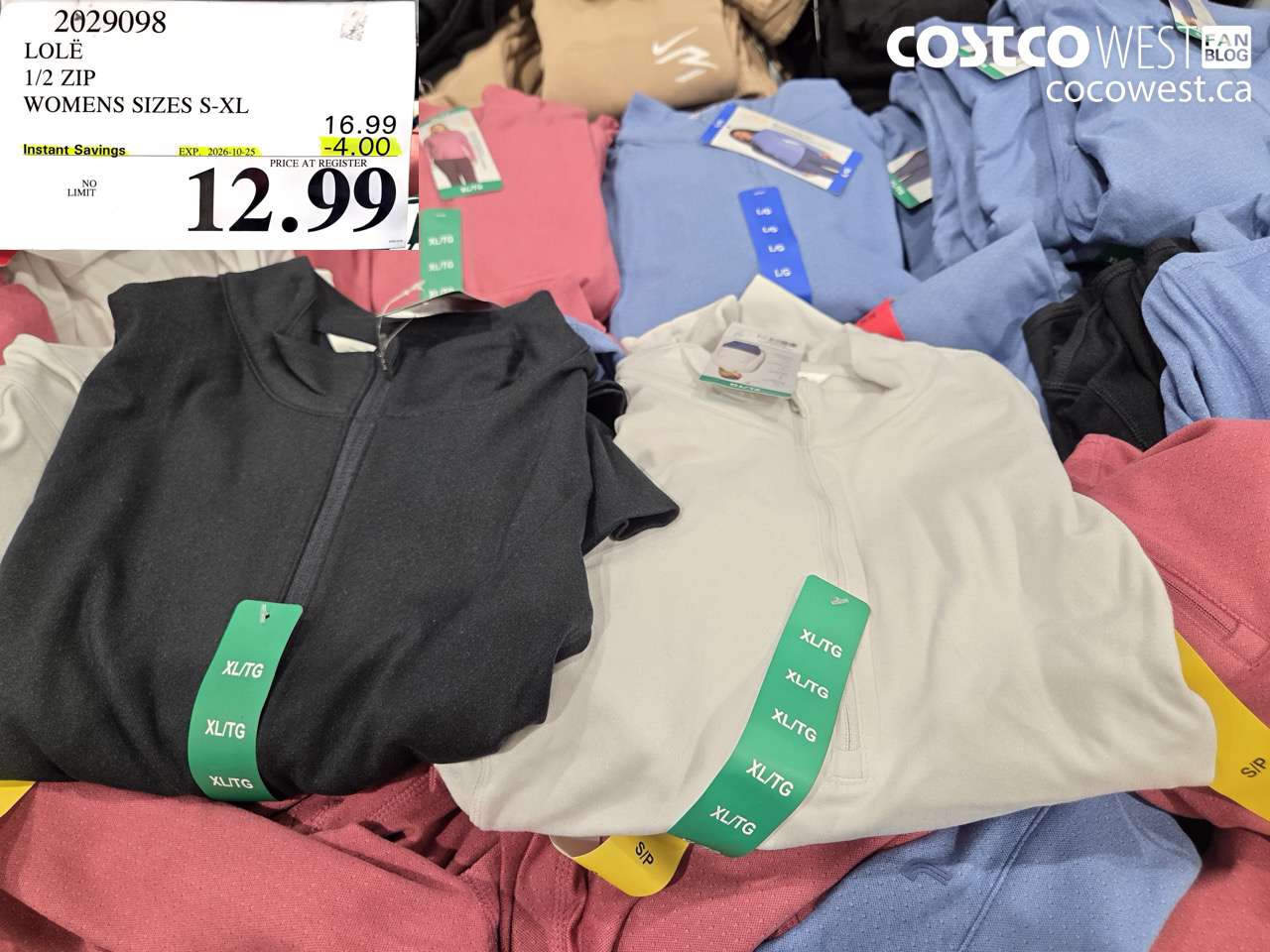 2029098 LOLË 1/2 ZIP WOMENS SIZES S-XL ($4.00 INSTANT SAVINGS EXPIRES ON 2026-10-25) $12.99