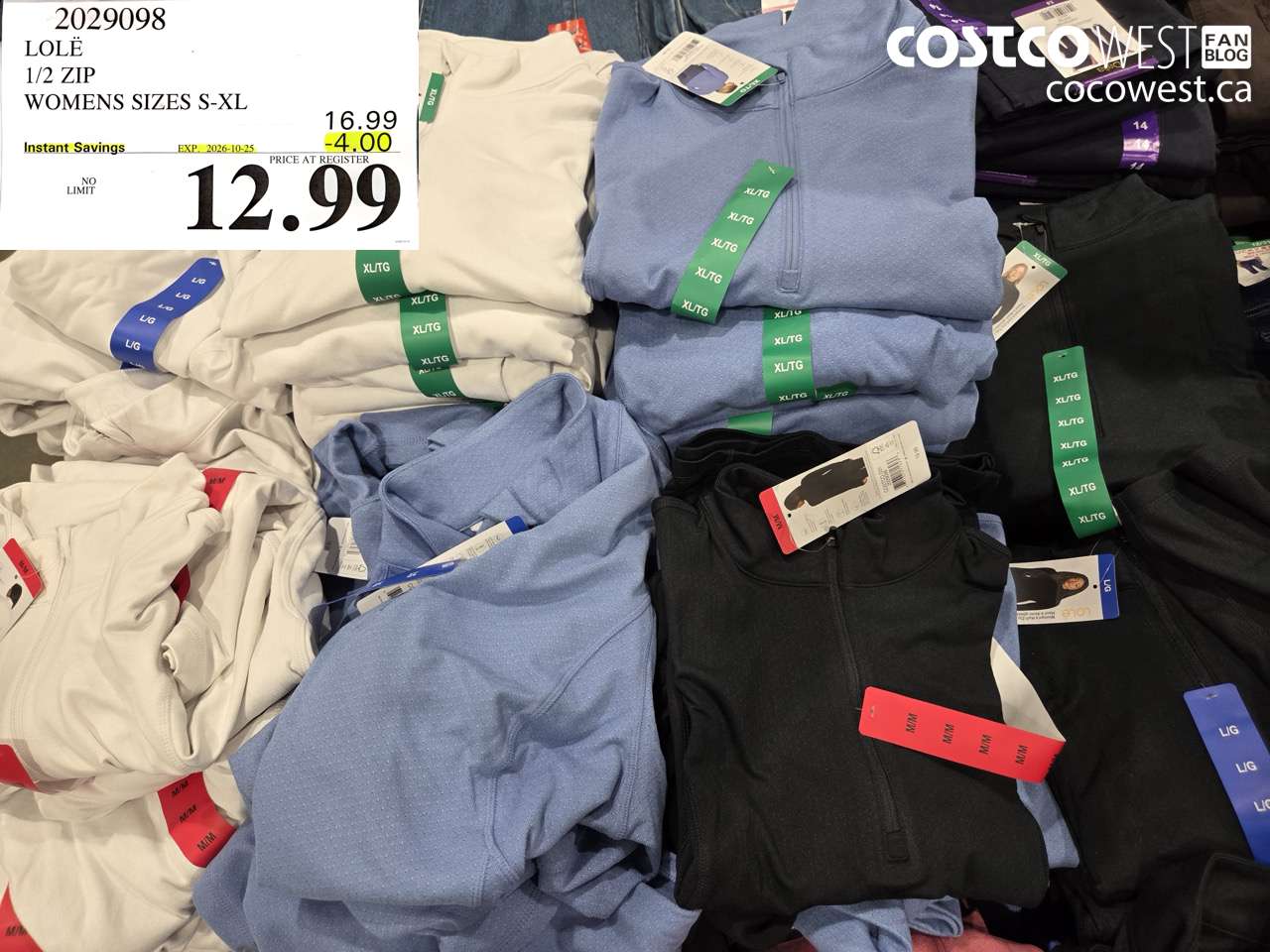 2029098 LOLE 1/2 ZIP WOMENS SIZES S-XL ($4.00 INSTANT SAVINGS EXPIRES ON 2026-10-25) $12.99