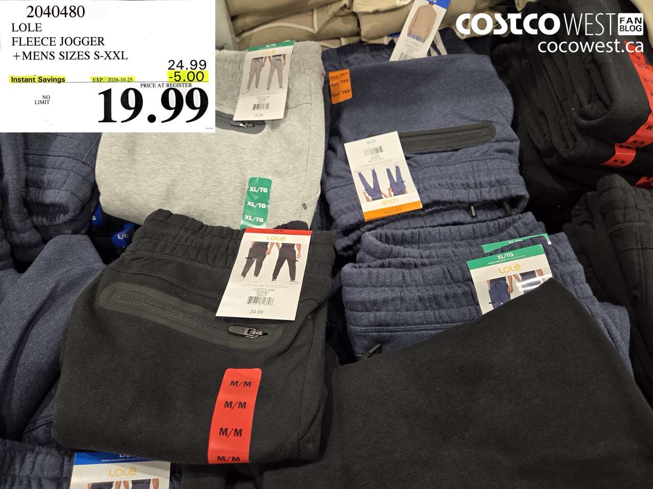 2040480 LOLE FLEECE JOGGER MENS SIZES S-XXL ($5.00 INSTANT SAVINGS EXPIRES ON 2026-10-25) $19.99