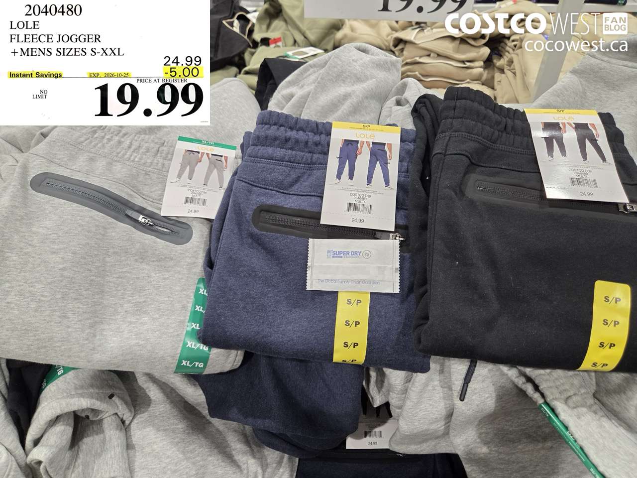2040480 LOLE FLEECE JOGGER MENS SIZES S-XXL ($5.00 INSTANT SAVINGS EXPIRES ON 2026-10-25) $19.99