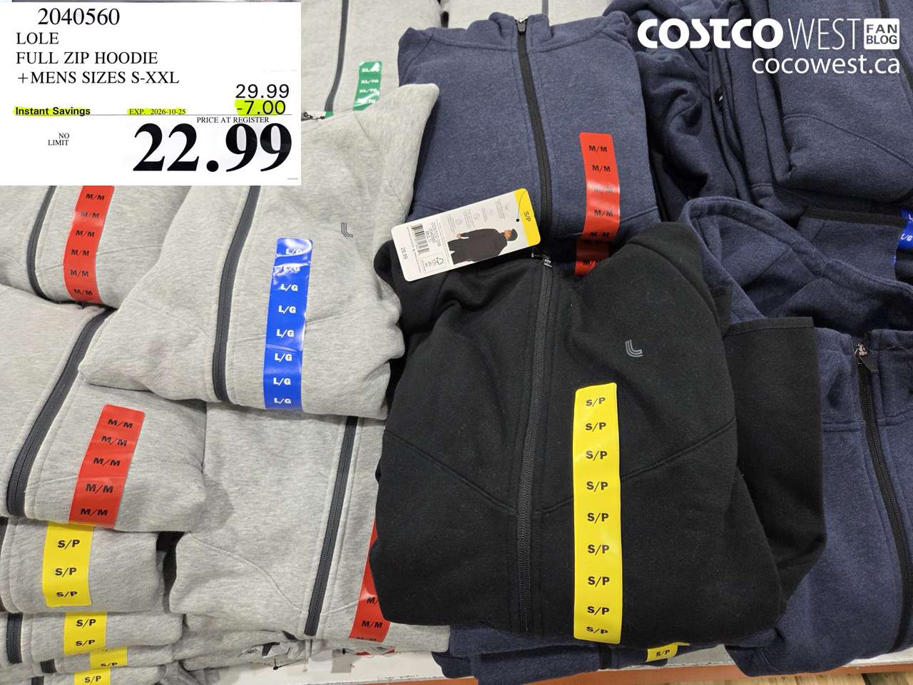 2040560 LOLE FULL ZIP HOODIE +MENS SIZES S-XXL ($7.00 INSTANT SAVINGS EXPIRES ON 2026-10-25) $22.99