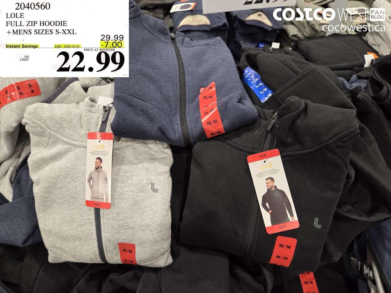 2040560 LOLE FULL ZIP HOODIE MENS SIZES S-XXL ($7.00 INSTANT SAVINGS EXPIRES ON 2026-10-25) $22.99
