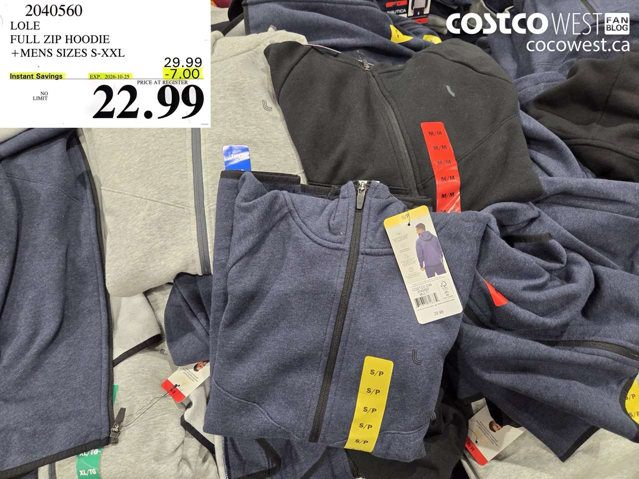 2040560 LOLE FULL ZIP HOODIE + MENS SIZES S-XXL ($7.00 INSTANT SAVINGS EXPIRES ON 2026-10-25) $22.99