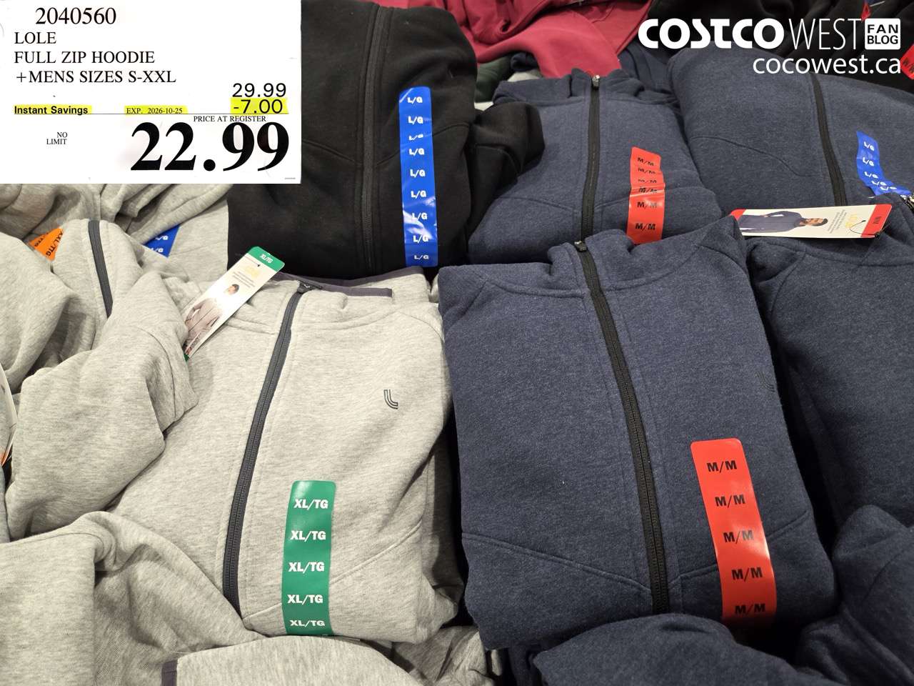 2040560 LOLE FULL ZIP HOODIE + MENS SIZES S-XXL ($7.00 INSTANT SAVINGS EXPIRES ON 2026-10-25) $22.99