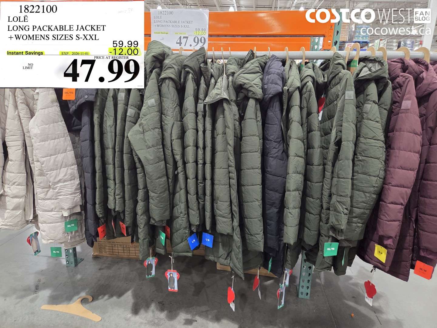 1822100 LOLË LONG PACKABLE JACKET WOMENS SIZES S-XXL ($12.00 INSTANT SAVINGS EXPIRES ON 2026-11-01) $47.99