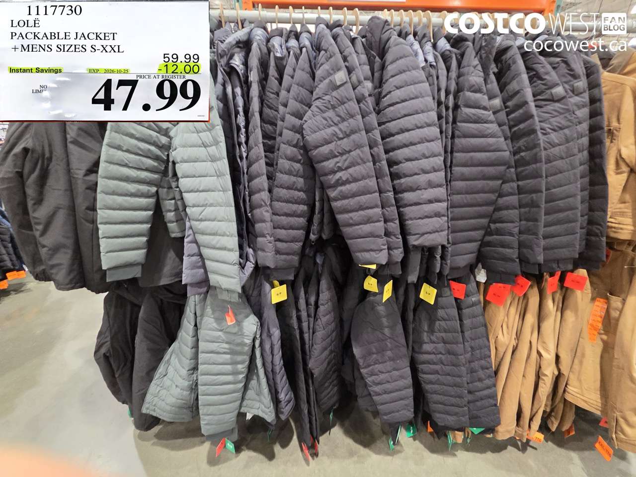 1117730 LOLË PACKABLE JACKET + MENS SIZES S-XXL ($12.00 INSTANT SAVINGS EXPIRES ON 2026-10-25) $47.99