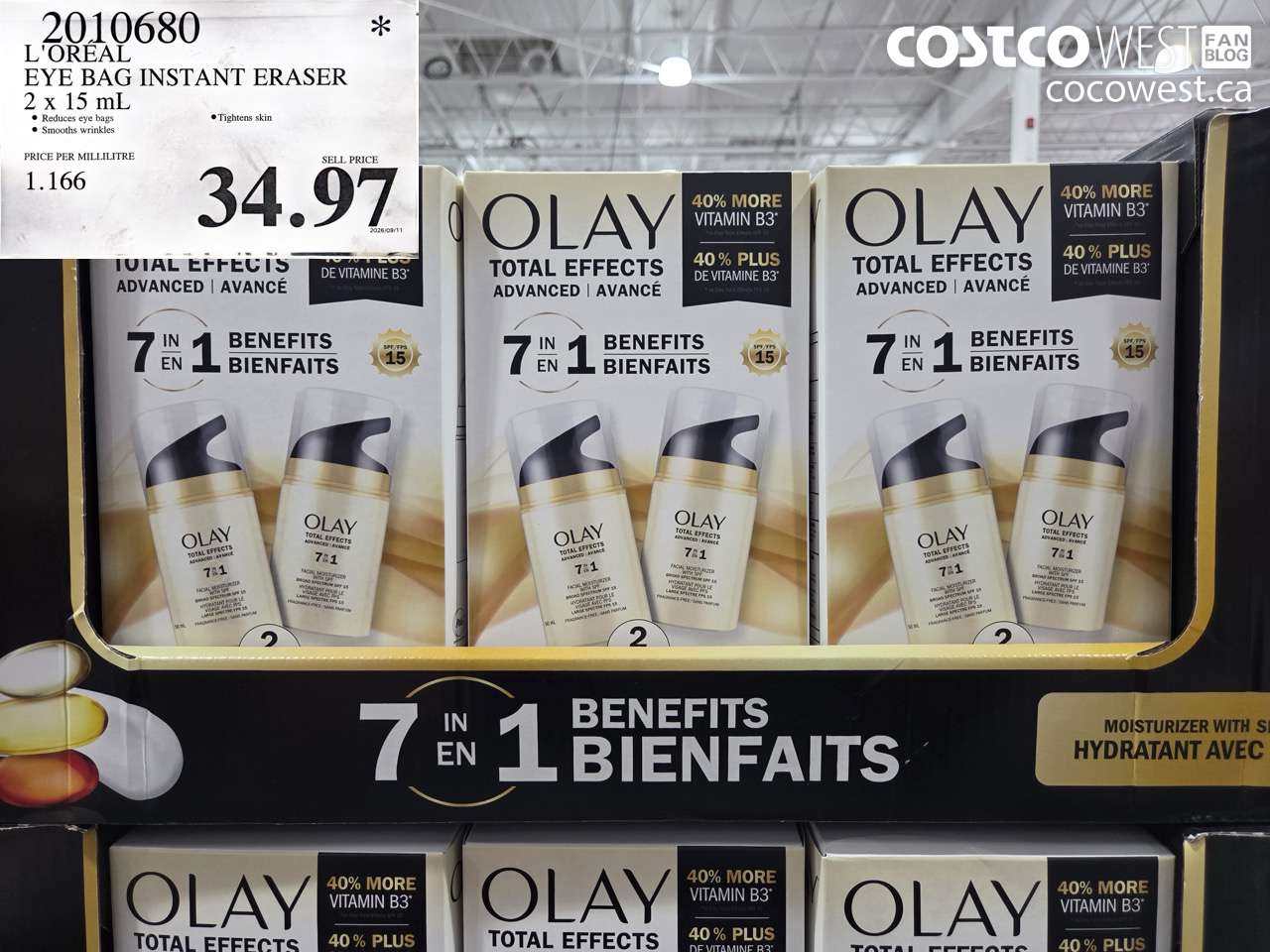2010680 L'OREAL EYE BAG INSTANT ERASER 2 X 15 ML $34.97