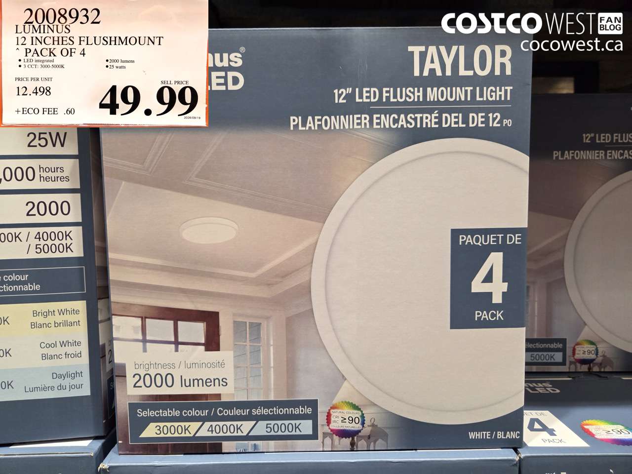 2008932 LUMINUS 12 INCHES FLUSHMOUNT PACK OF 4 $49.99